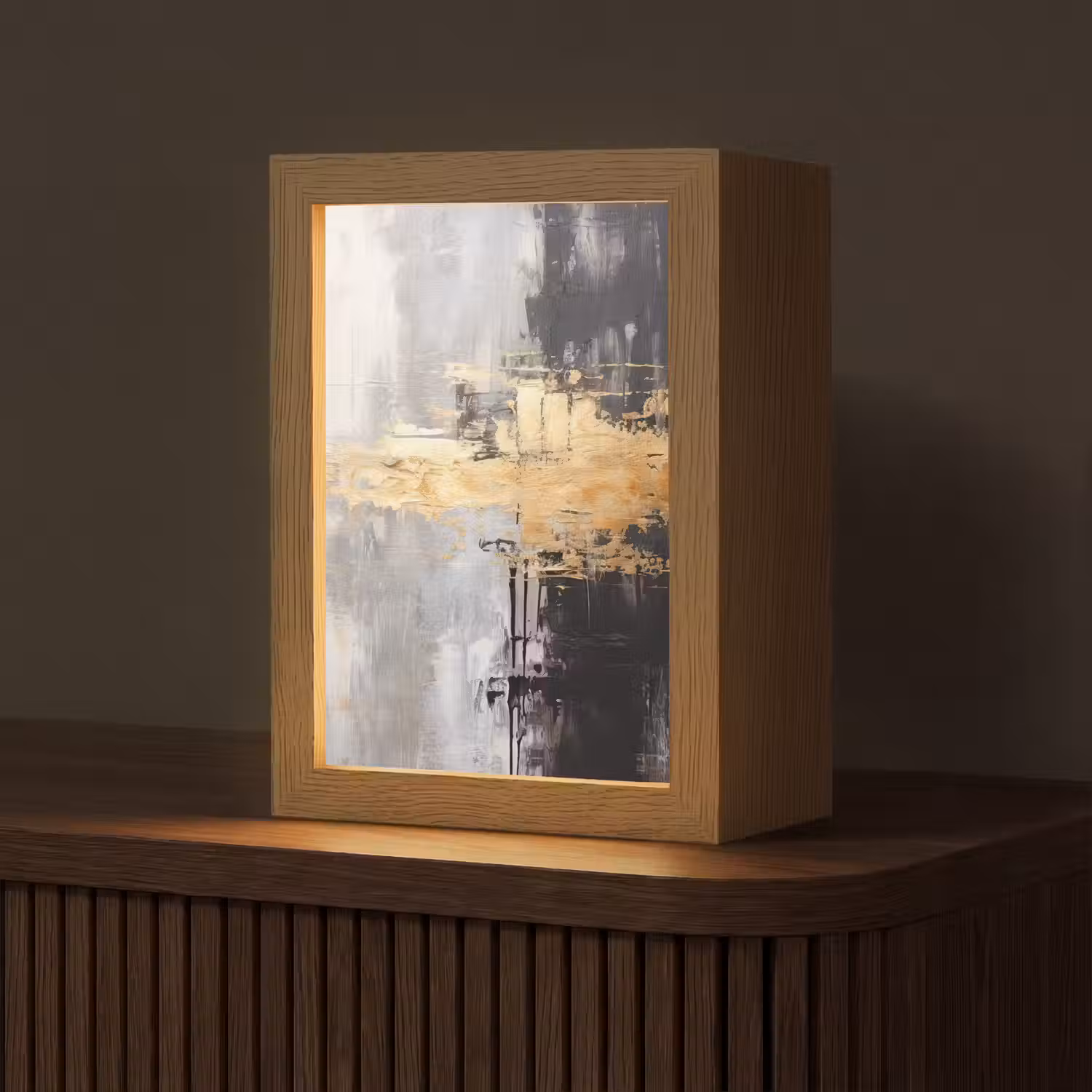 Goud - Luxe - Acryl - Kunst Light Box met kabel (Tafellamp) klein -z3d_website