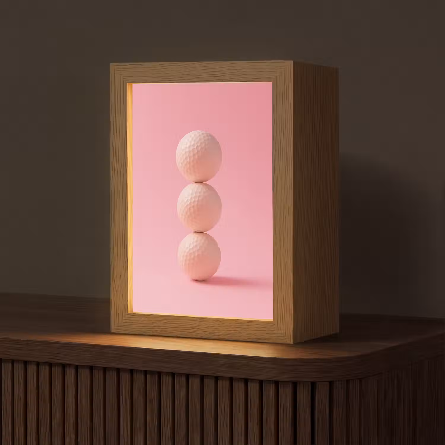 Golfballen - Roze - Drie Light Box met kabel (Tafellamp) klein -z3d_website
