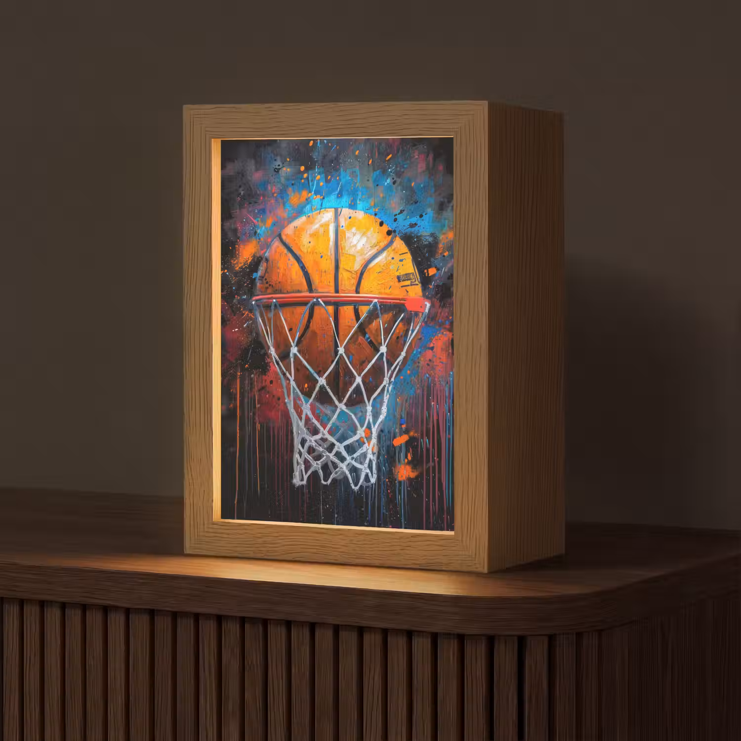 Graffiti - Basketbal - Sport - Zwart - Street art Light Box met kabel (Tafellamp) klein -z3d_website