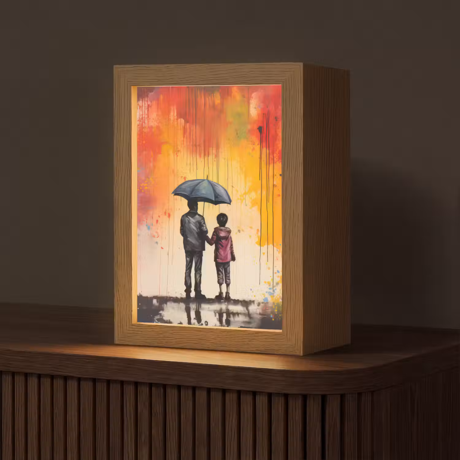 Graffiti - Paraplu - Mensen - Kleuren - Kunst Light Box met kabel (Tafellamp) klein -z3d_website