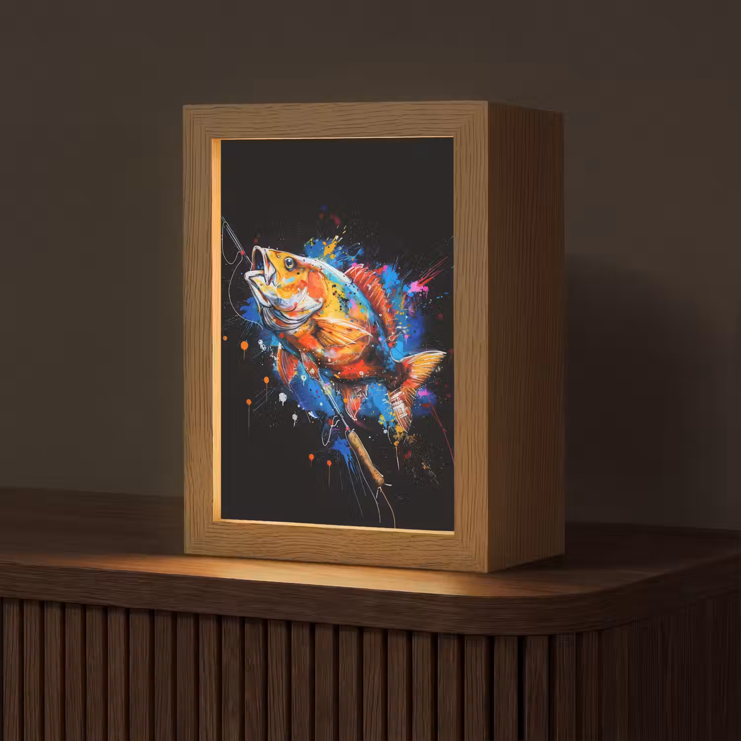 Graffiti - Sport - Vissen - Vis - Hengel Light Box met kabel (Tafellamp) klein -z3d_website