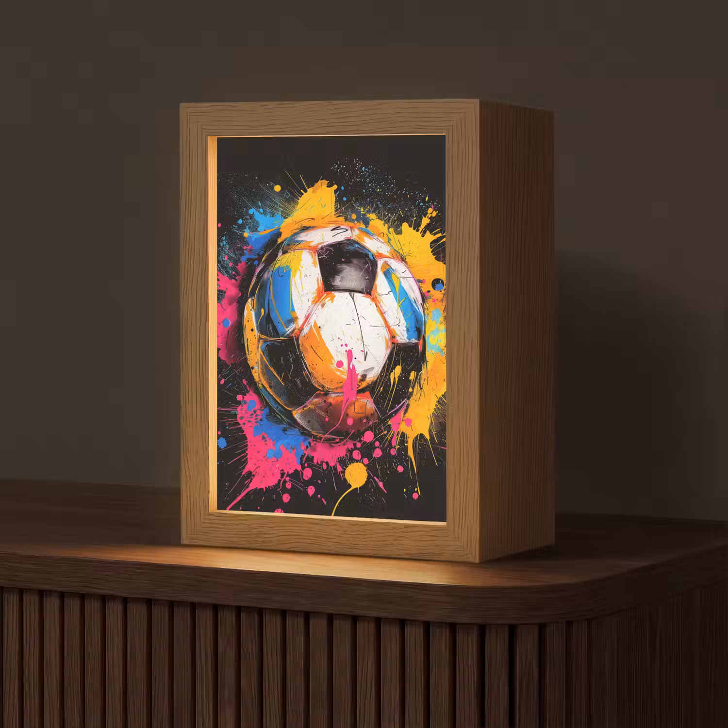 Graffiti - Sport - Voetbal - Verf - Bal Light Box met kabel (Tafellamp) klein -z3d_website