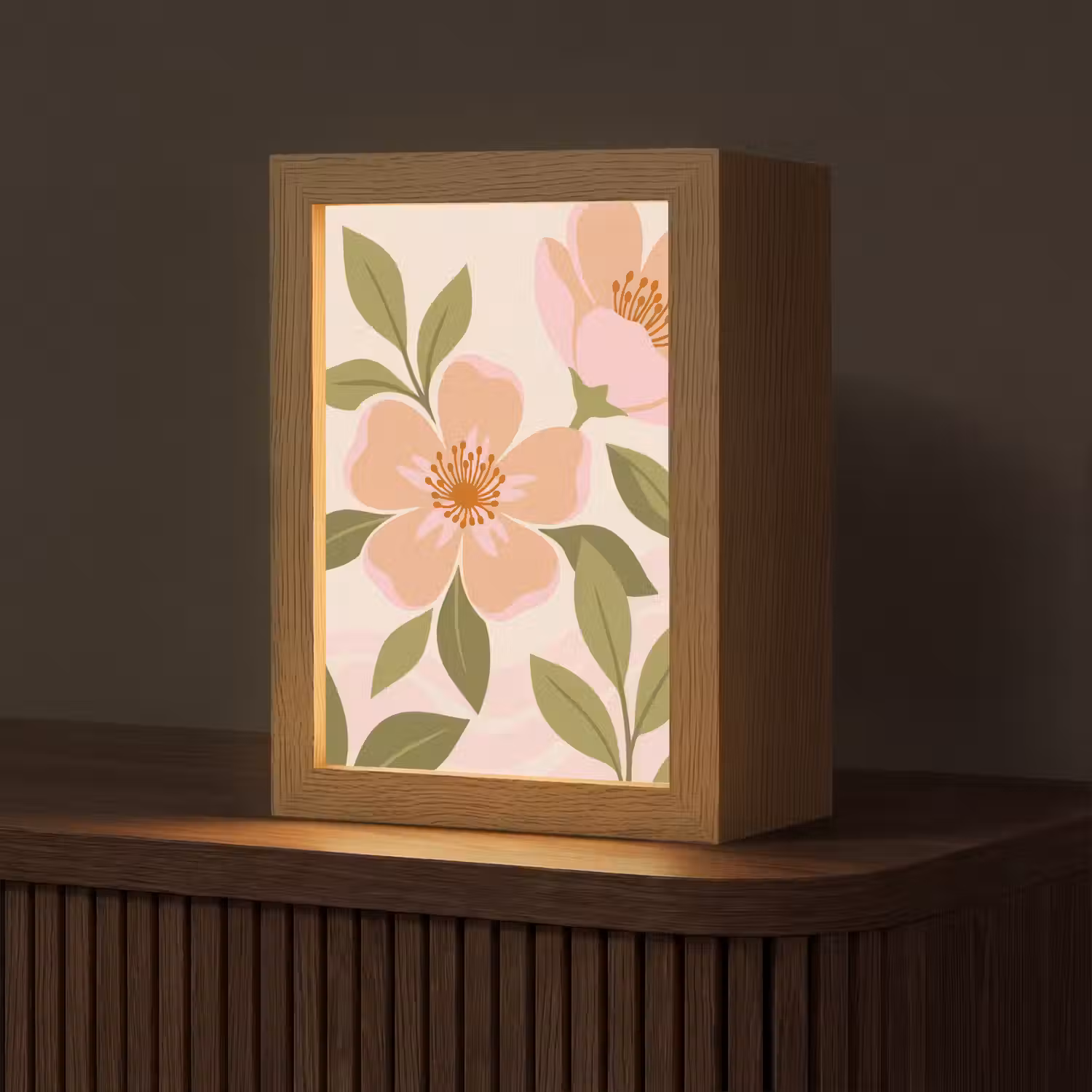 Grafisch - Bloemen - Roze Light Box met kabel (Tafellamp) klein -z3d_website