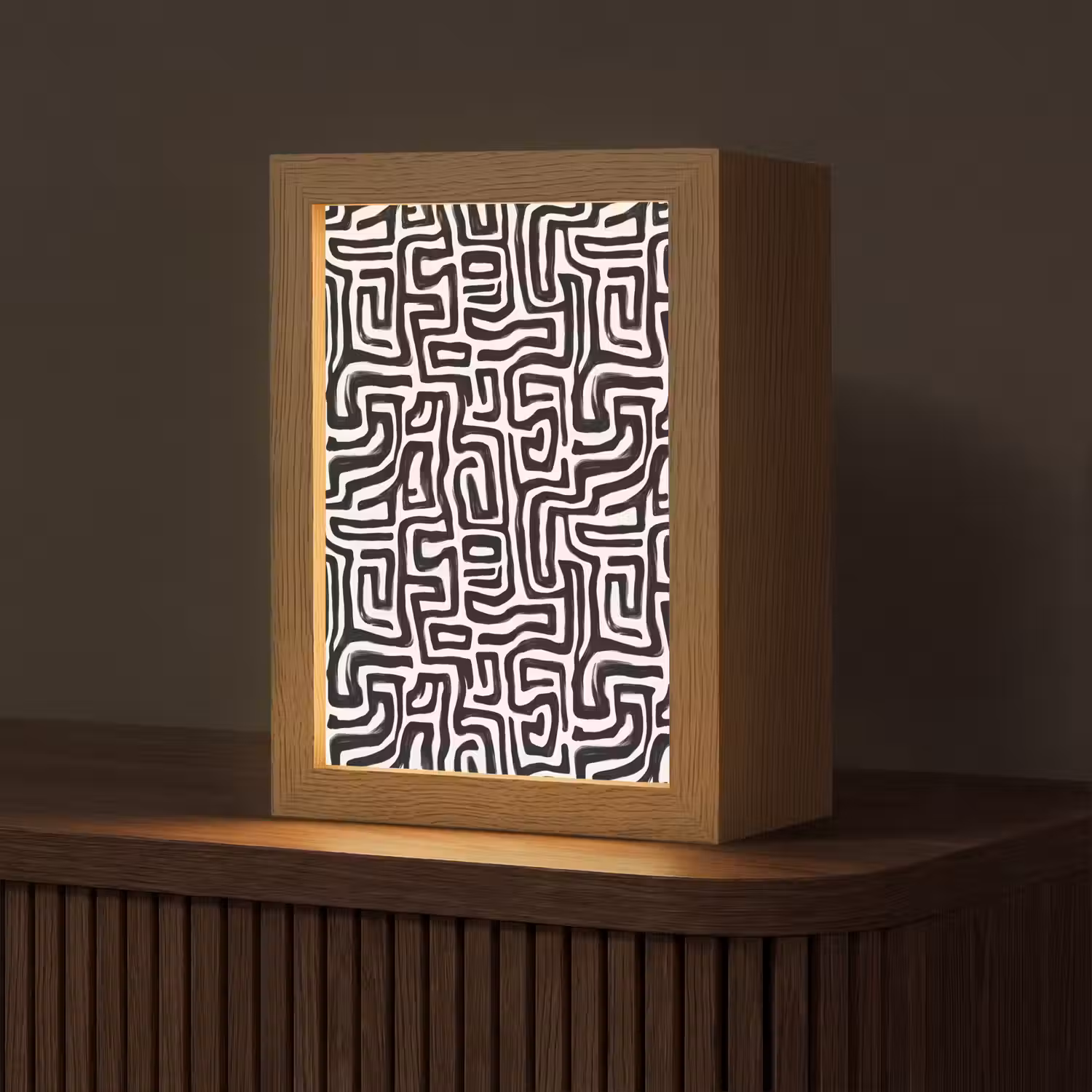 Grafisch - Lijnen - Zwart - Wit Light Box met kabel (Tafellamp) klein 925 -z3d_website