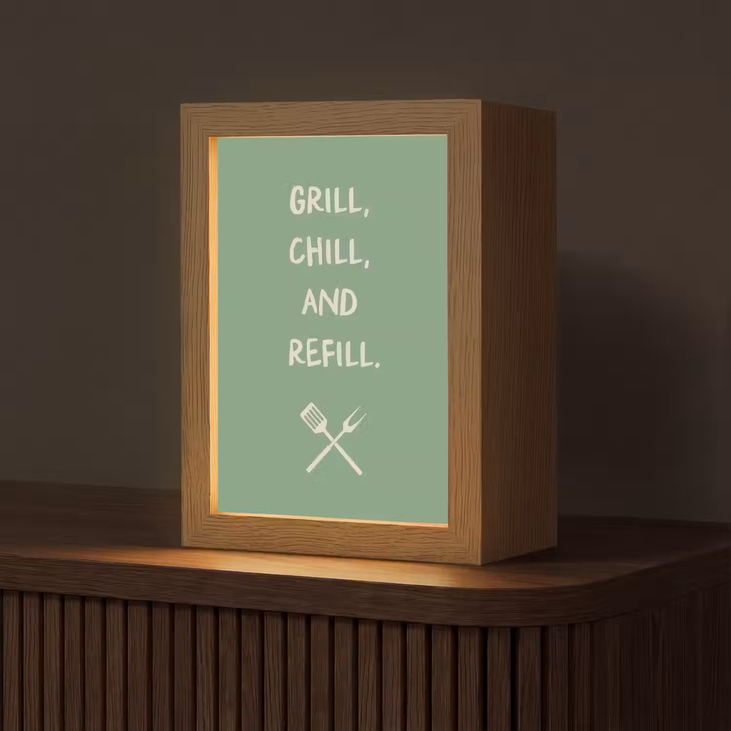 Grill - Groen - Zomer - Quote Light Box met kabel (Tafellamp) klein -z3d_website