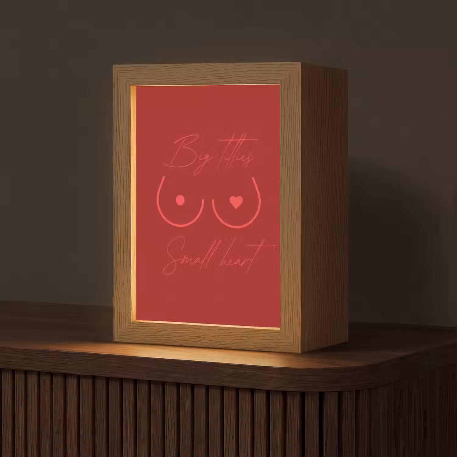 Big titties small heart - Rood - Hart Light Box met kabel (Tafellamp) klein -z3d_website