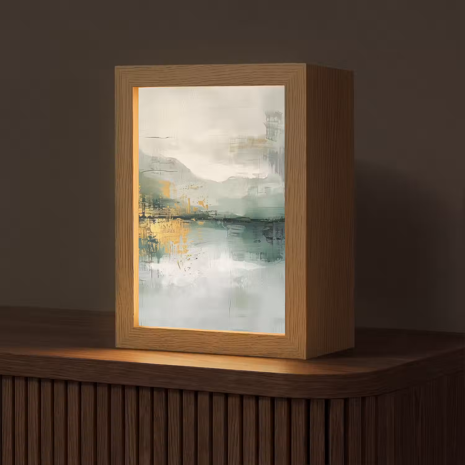 Groen - Modern - Abstract - Goud Light Box met kabel (Tafellamp) klein -z3d_website