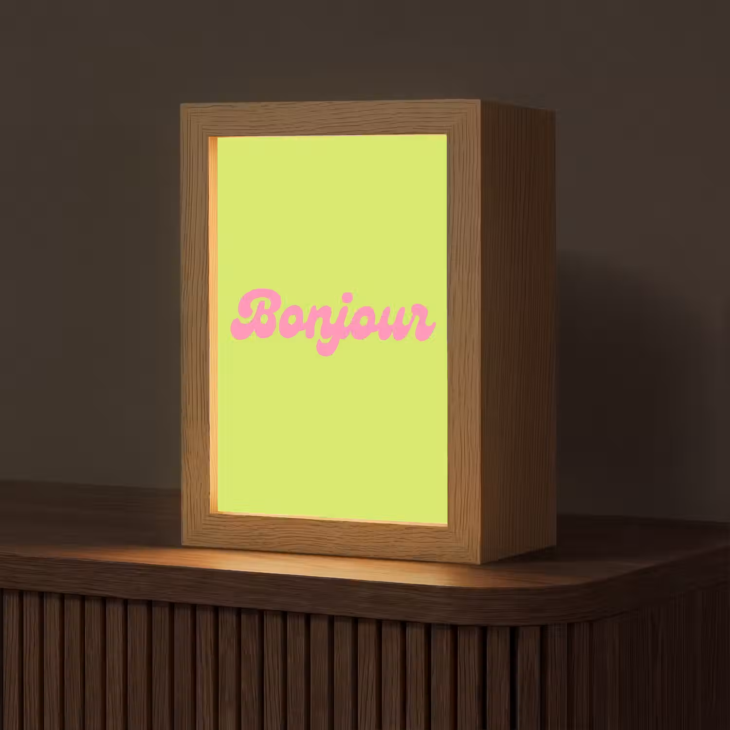 Groen - Roze bonjour - Retro Light Box met kabel (Tafellamp) klein -z3d_website