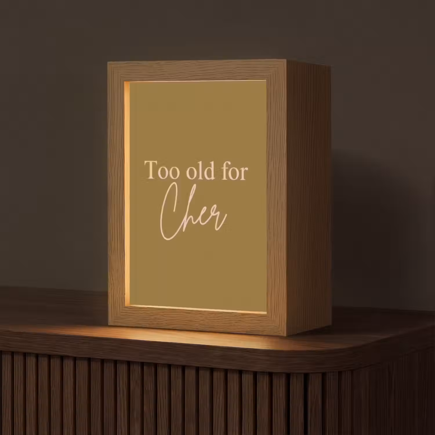 Groen - Too old for cher - Roze Light Box met kabel (Tafellamp) klein -z3d_website