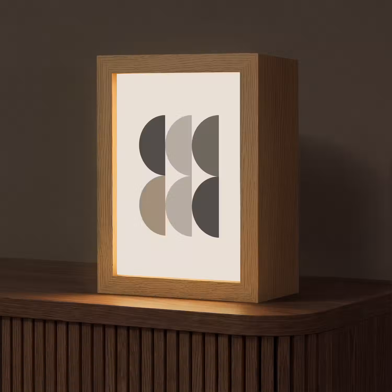 Halve cirkels - Aardetinten - Grafisch Light Box met kabel (Tafellamp) klein -z3d_website