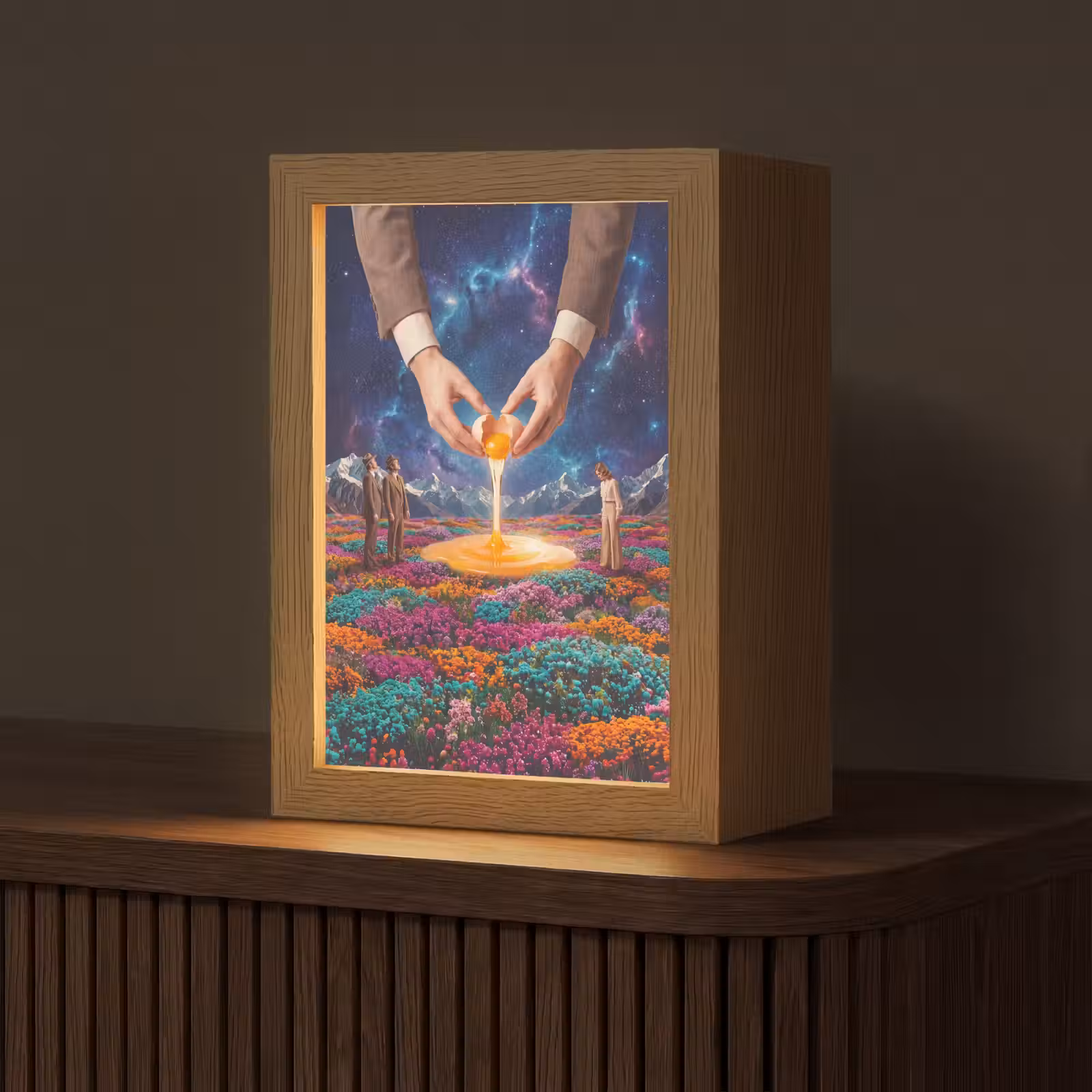 Tischlampe - Hände – Ei – Surrealismus - Handen - Ei - Surrealisme Light Box met kabel (Tafellamp) klein