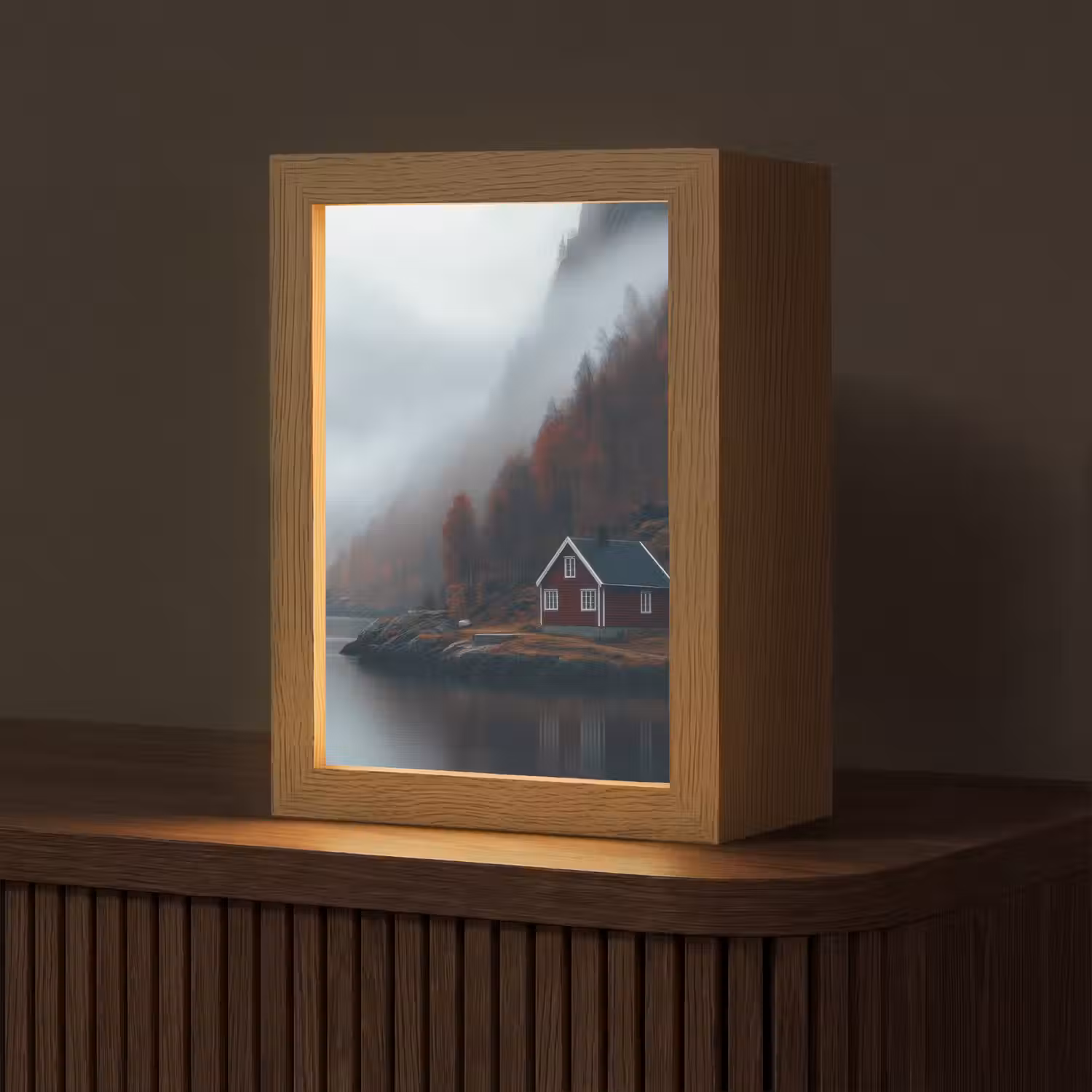 Huis - Rood - Bergen - Water Light Box met kabel (Tafellamp) klein -z3d_website