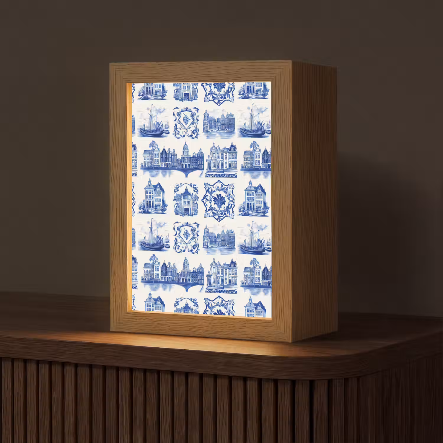 Huizen - Schepen - Blauw Light Box met kabel (Tafellamp) klein 925 -z3d_website