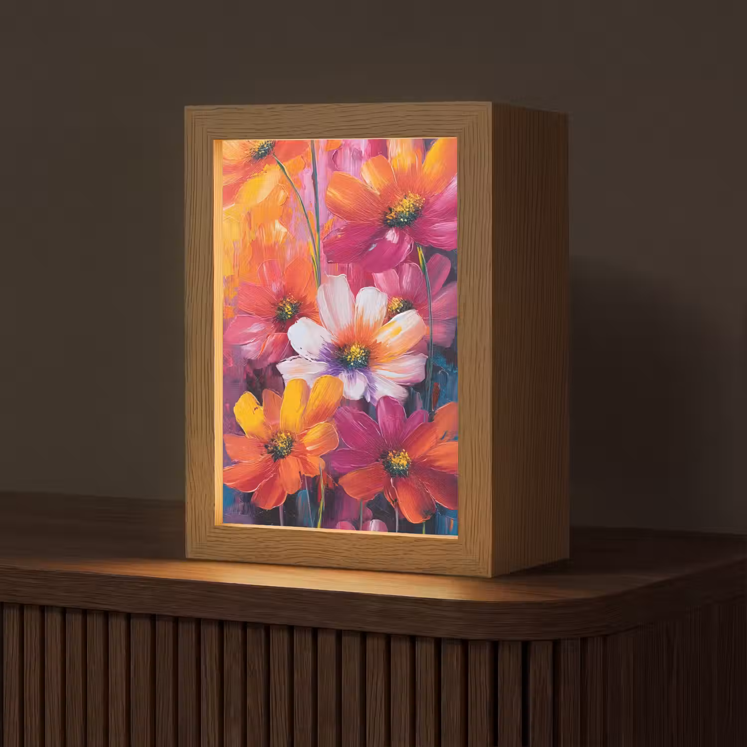 Felle bloemen - Dynamisch - Levendig Light Box met kabel (Tafellamp) klein -z3d_website