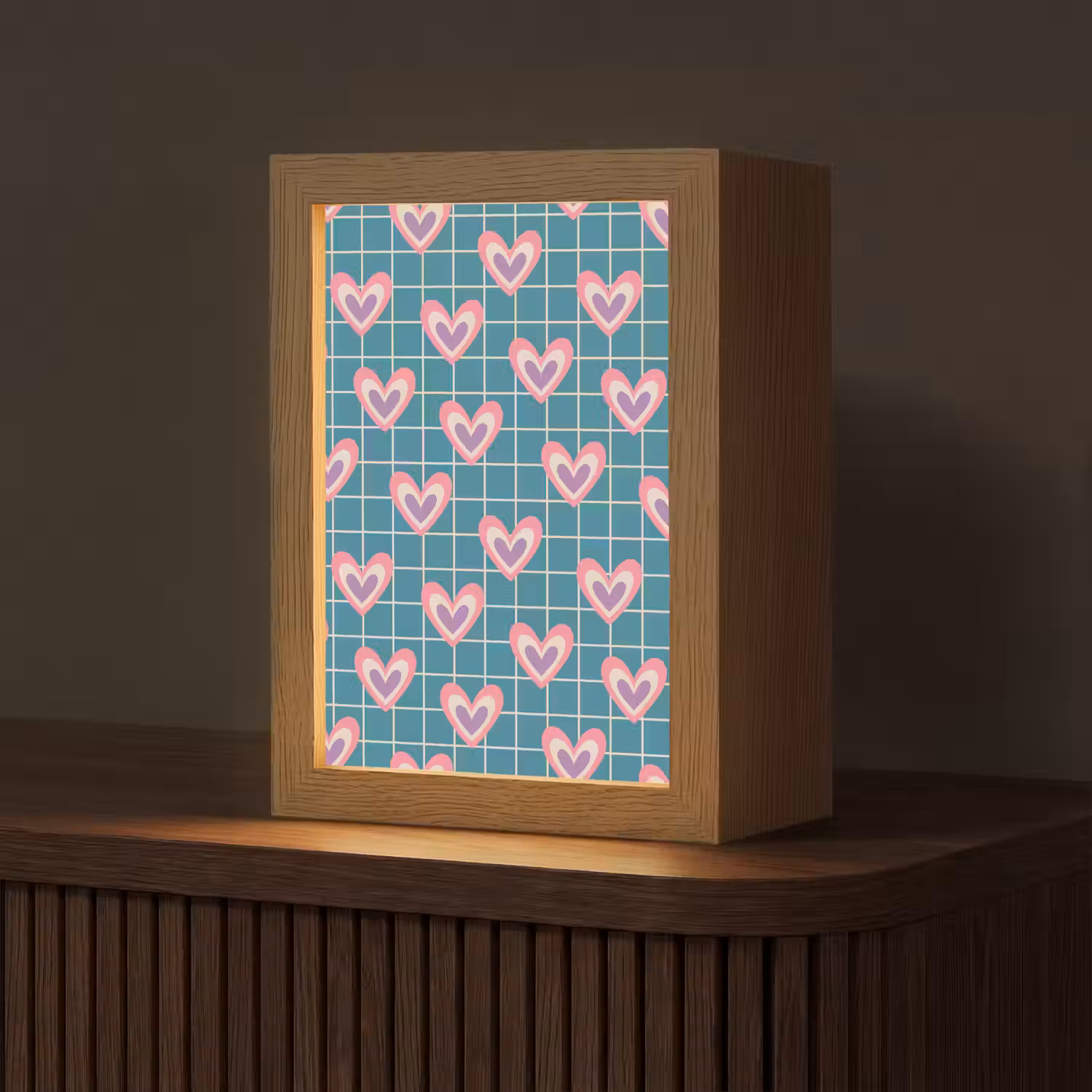 Hartjes - Raster - Patroon - Blauw Light Box met kabel (Tafellamp) klein 925 -z3d_website