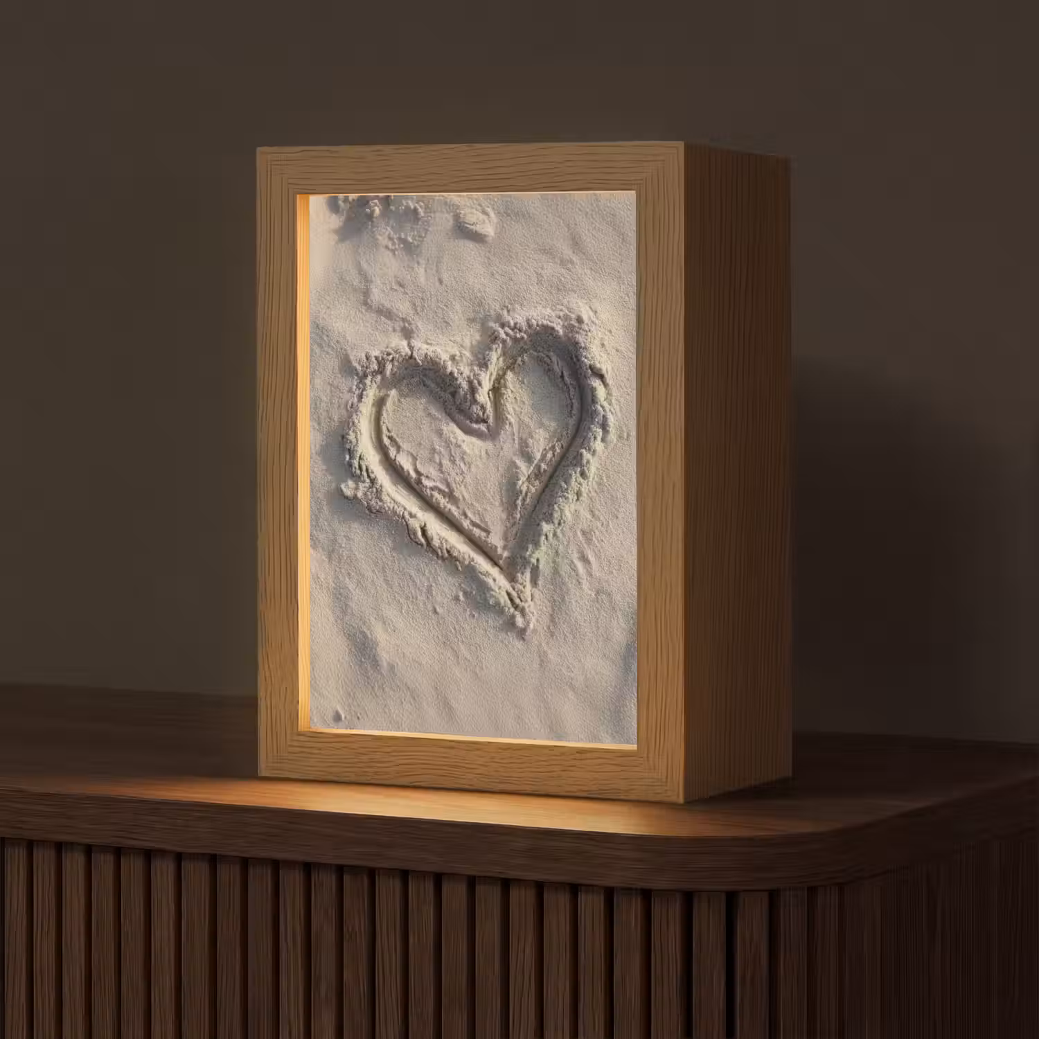 Hartvorm - Getekend - Beige - Zand Light Box met kabel (Tafellamp) klein -z3d_website