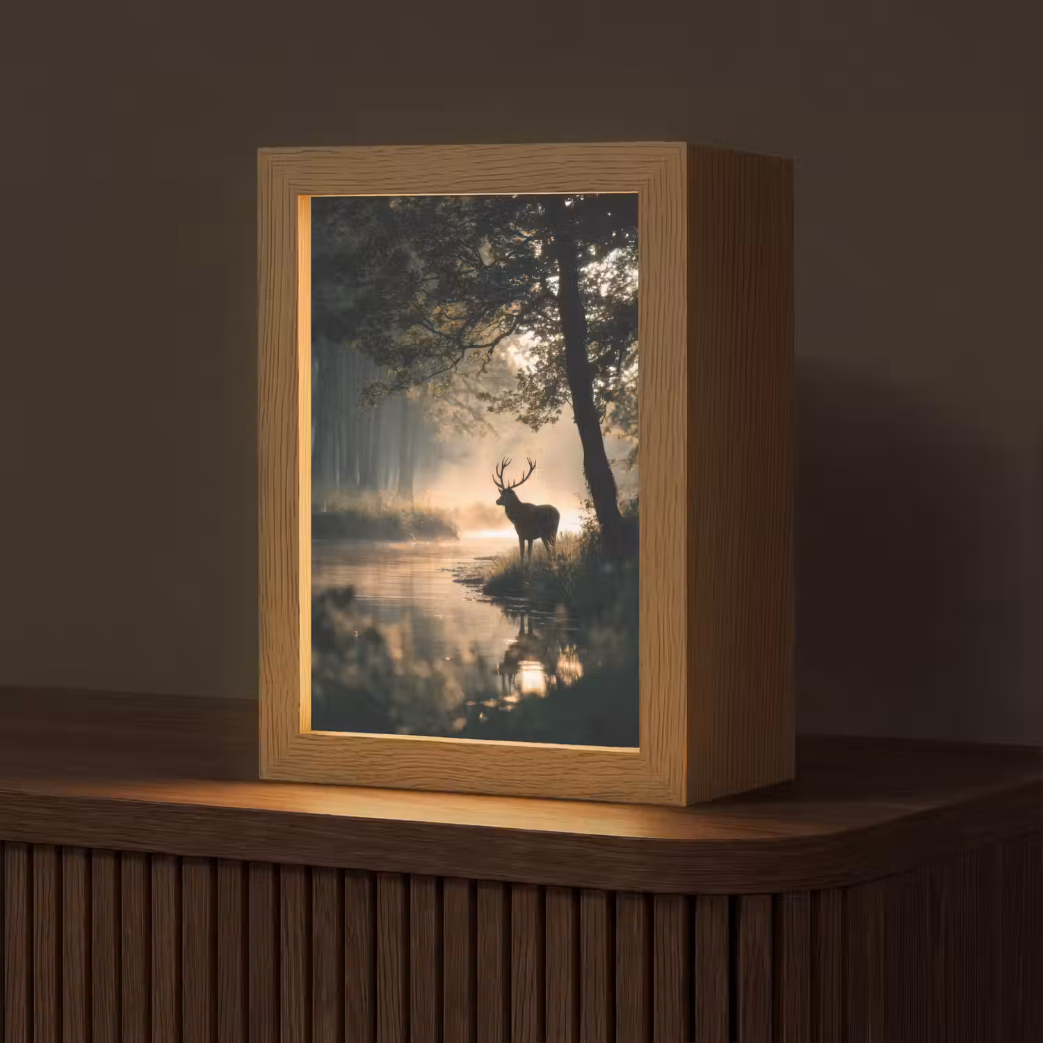 Hert - Bosbeek - Mystiek Light Box met kabel (Tafellamp) klein -z3d_website