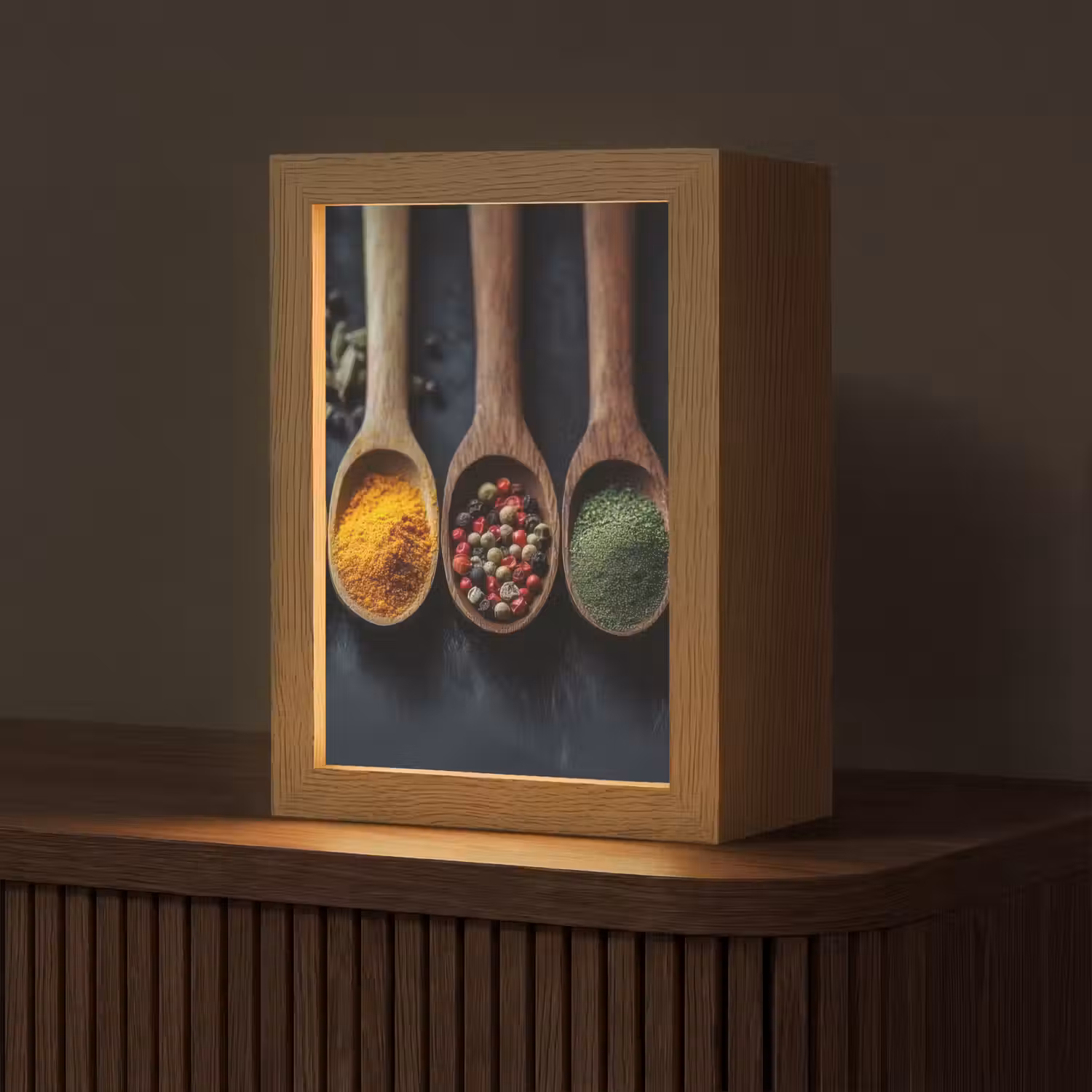 Houten - Lepels - Specerijen - Kruiden Light Box met kabel (Tafellamp) klein -z3d_website