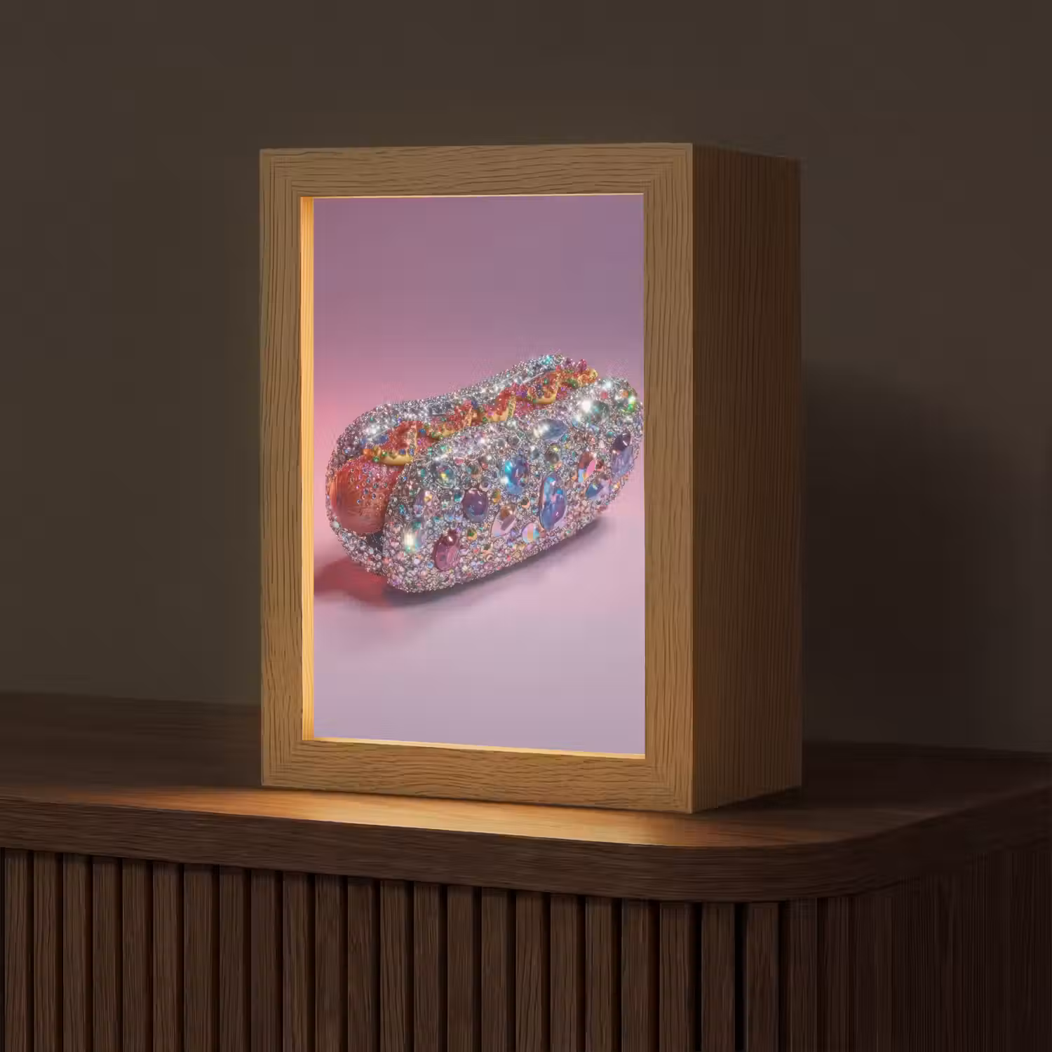 Hotdog - Steentjes - Glitters - Paars Light Box met kabel (Tafellamp) klein -z3d_website