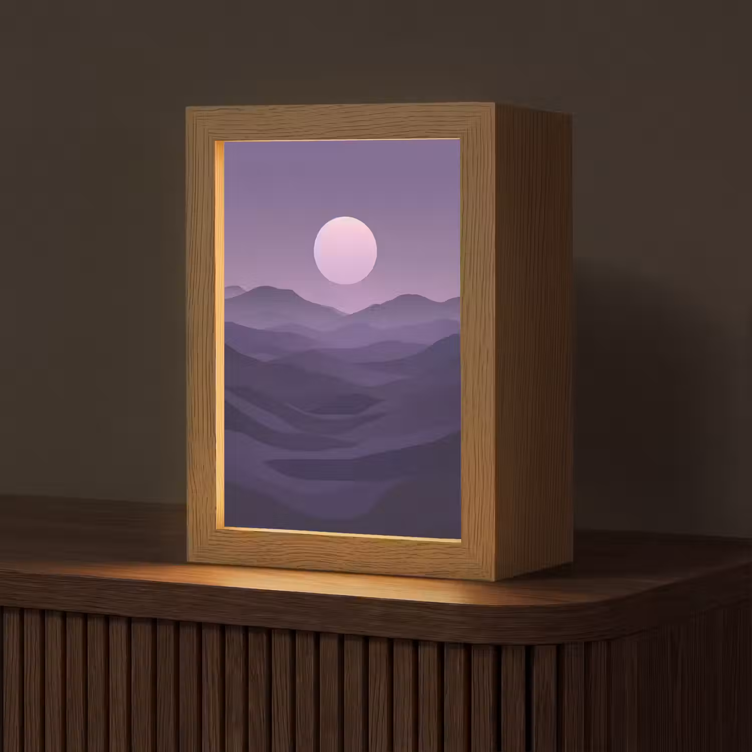 Heuvels - Paars - Mist - Zon Light Box met kabel (Tafellamp) klein -z3d_website