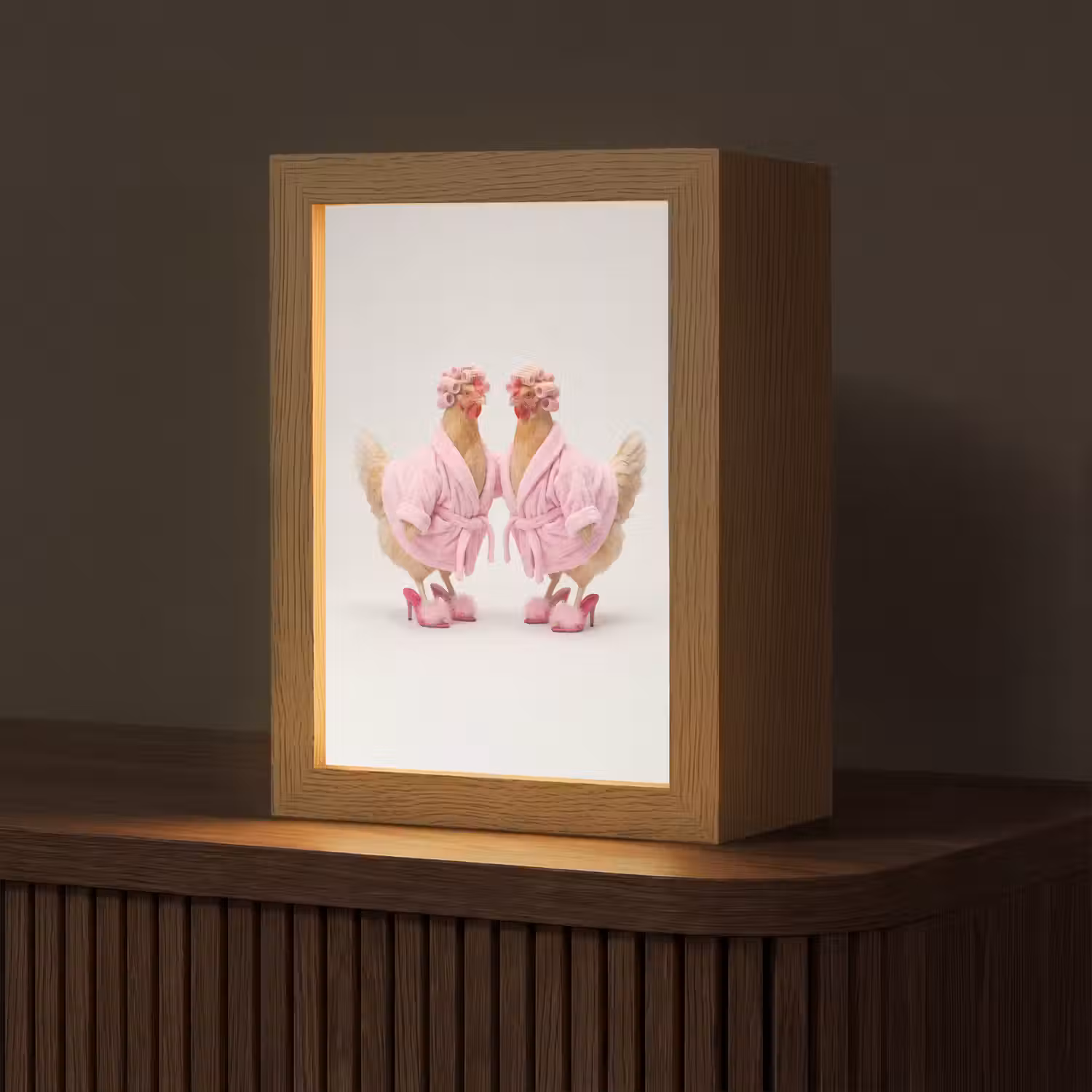 Kippen - Badjas - Krukspelden - Hakken Light Box met kabel (Tafellamp) klein -z3d_website