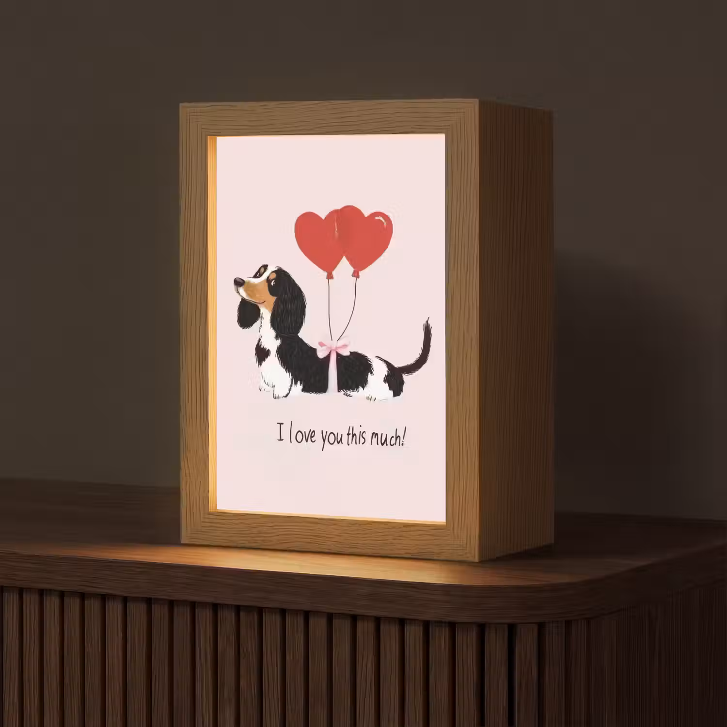 Hond - Teckel - Valentijn - Love Light Box met kabel (Tafellamp) klein -z3d_website