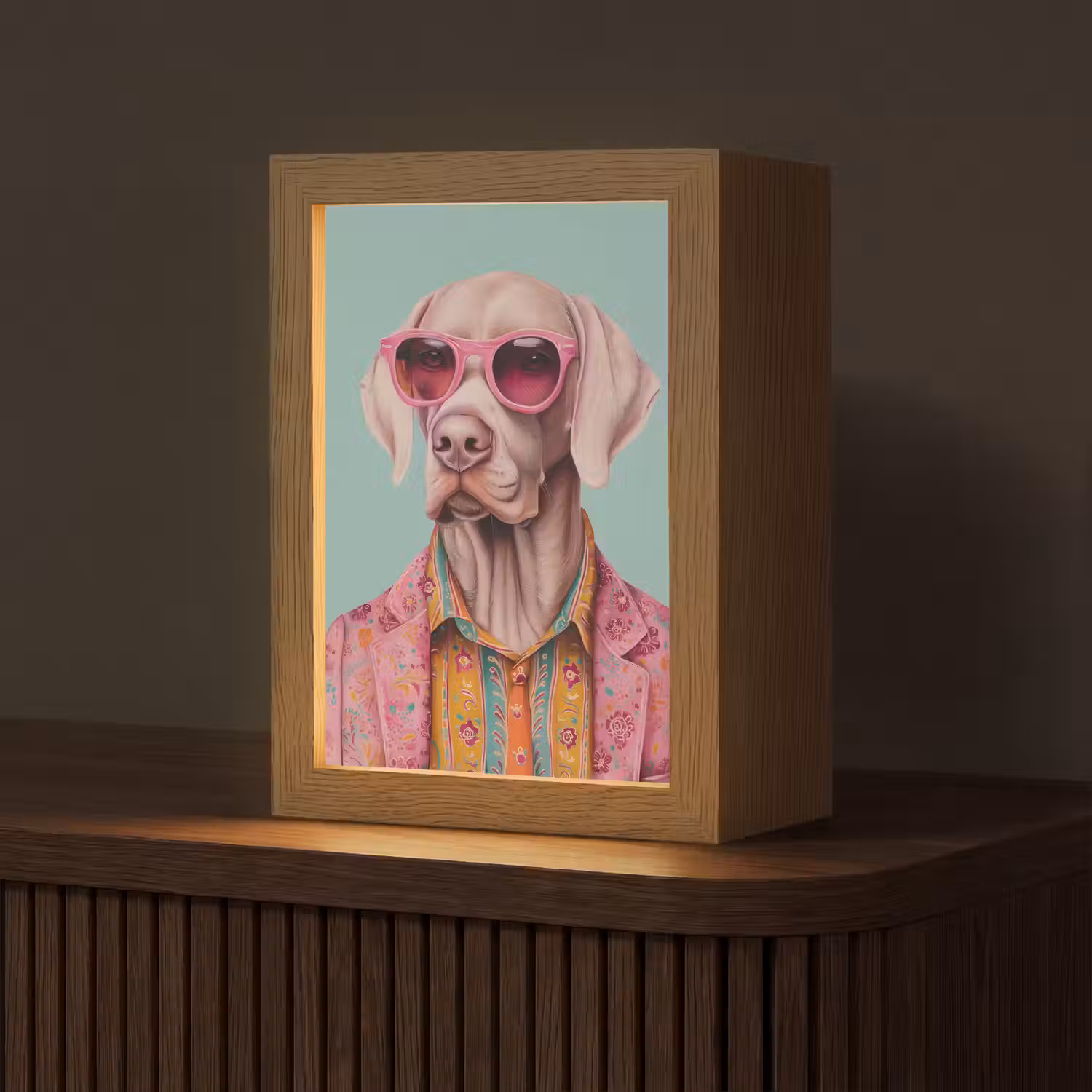 Hond - Overhemd - Bloemen - Bril Light Box met kabel (Tafellamp) klein -z3d_website
