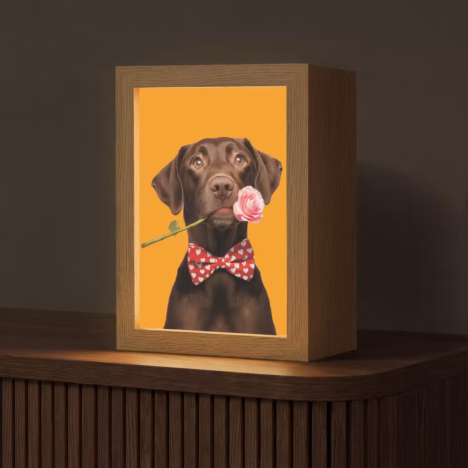 Hond - Oranje - Roos - Valentijn Light Box met kabel (Tafellamp) klein -z3d_website