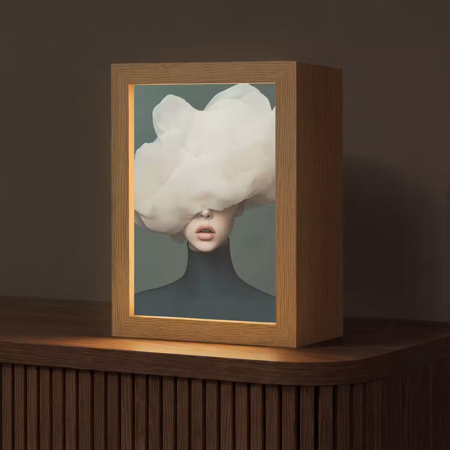 Hoed - Vrouw - Beige Light Box met kabel (Tafellamp) klein -z3d_website