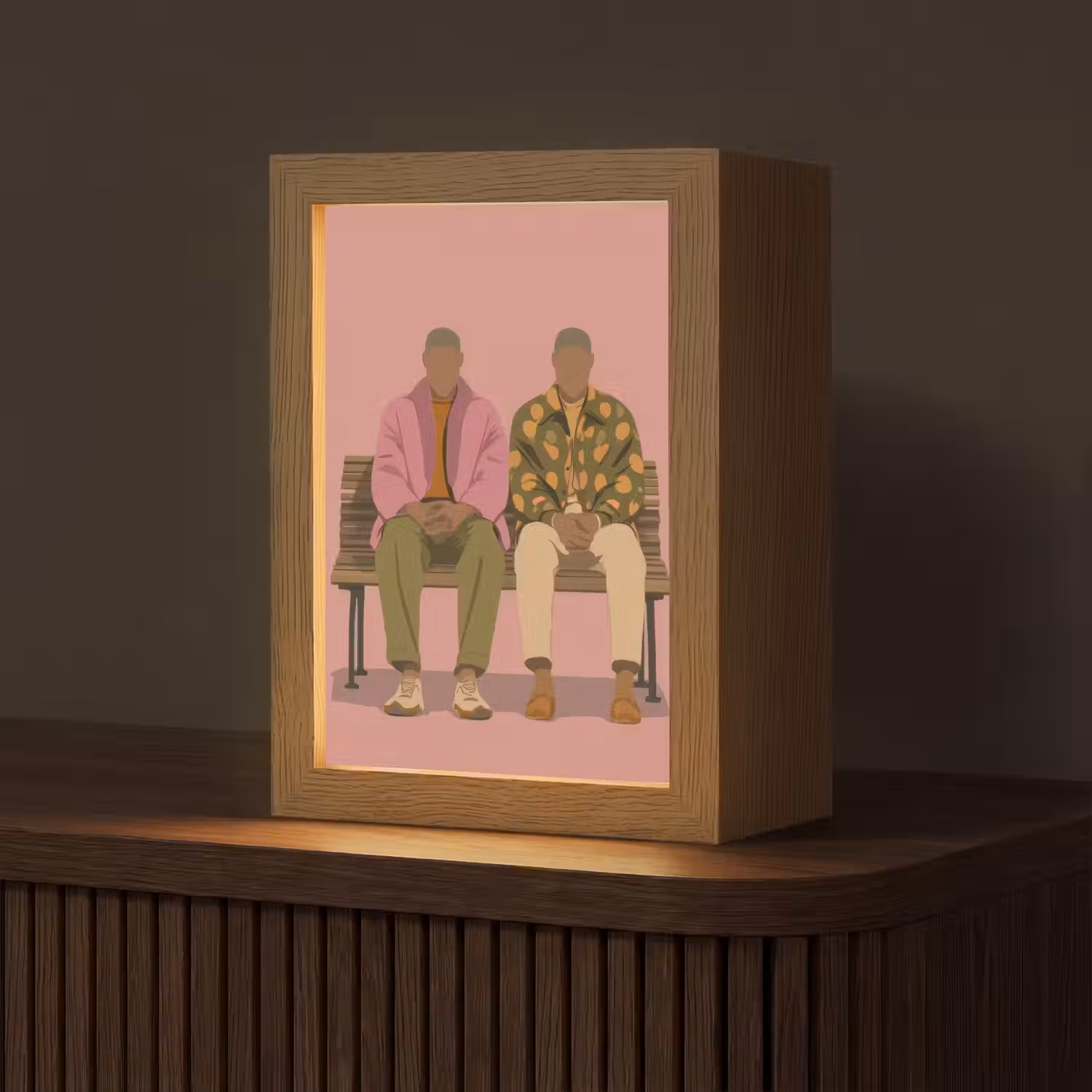 Illustratie - Bankje - Personen - Minimalistisch Light Box met kabel (Tafellamp) klein -z3d_website