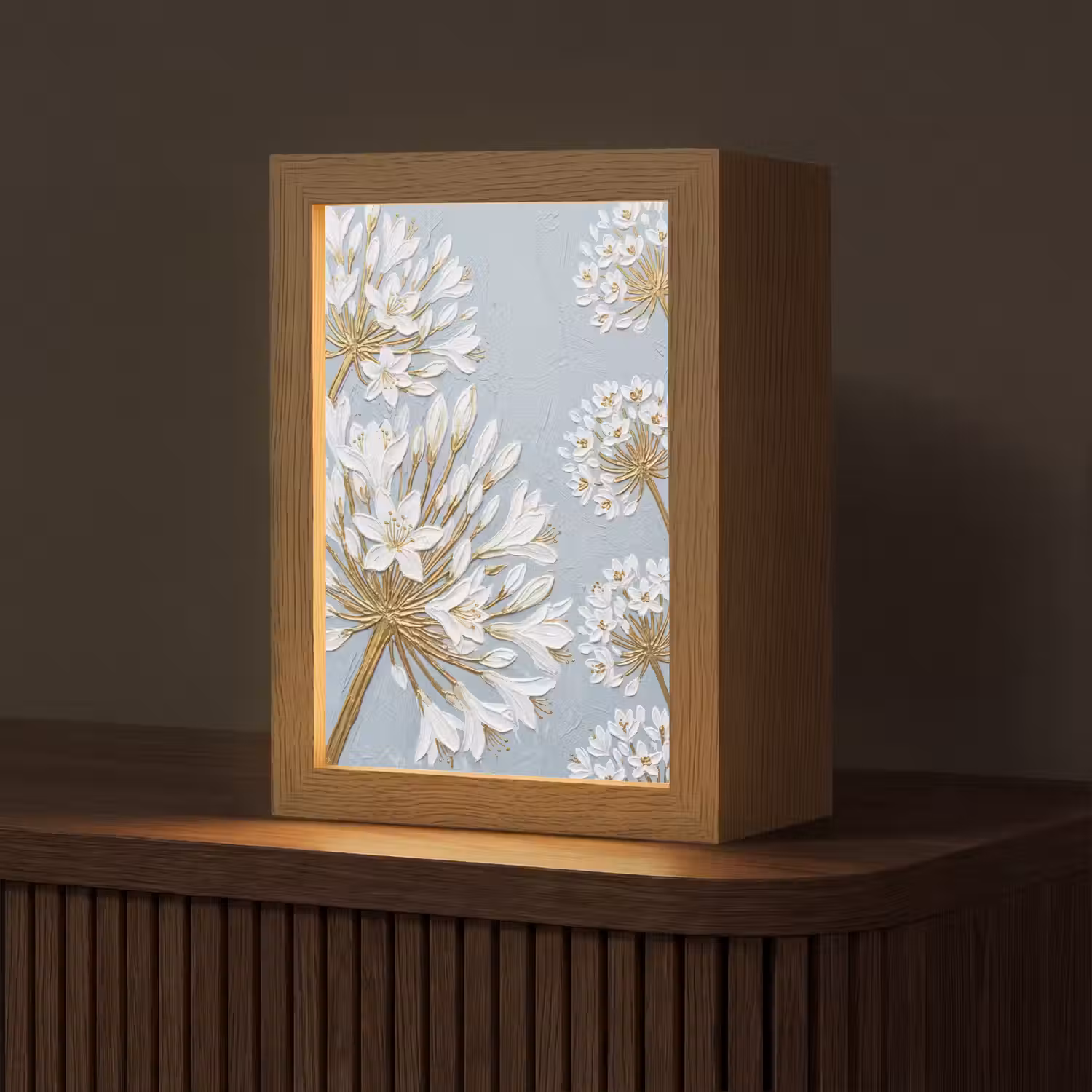 Illustratie - Bloemen - Blauw Light Box met kabel (Tafellamp) klein -z3d_website