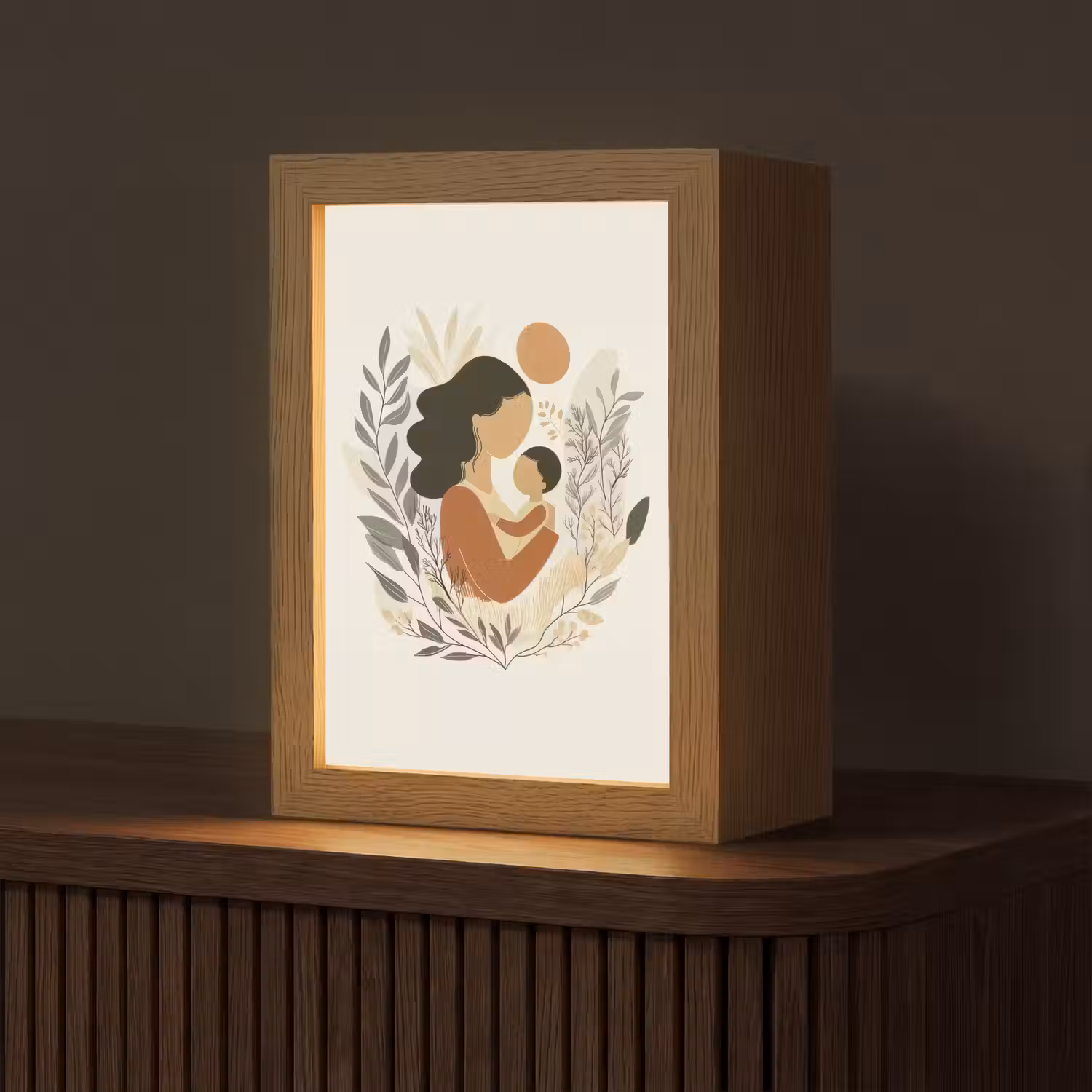 Illustratie - Moeder - Kind - Liefdevol Light Box met kabel (Tafellamp) klein -z3d_website