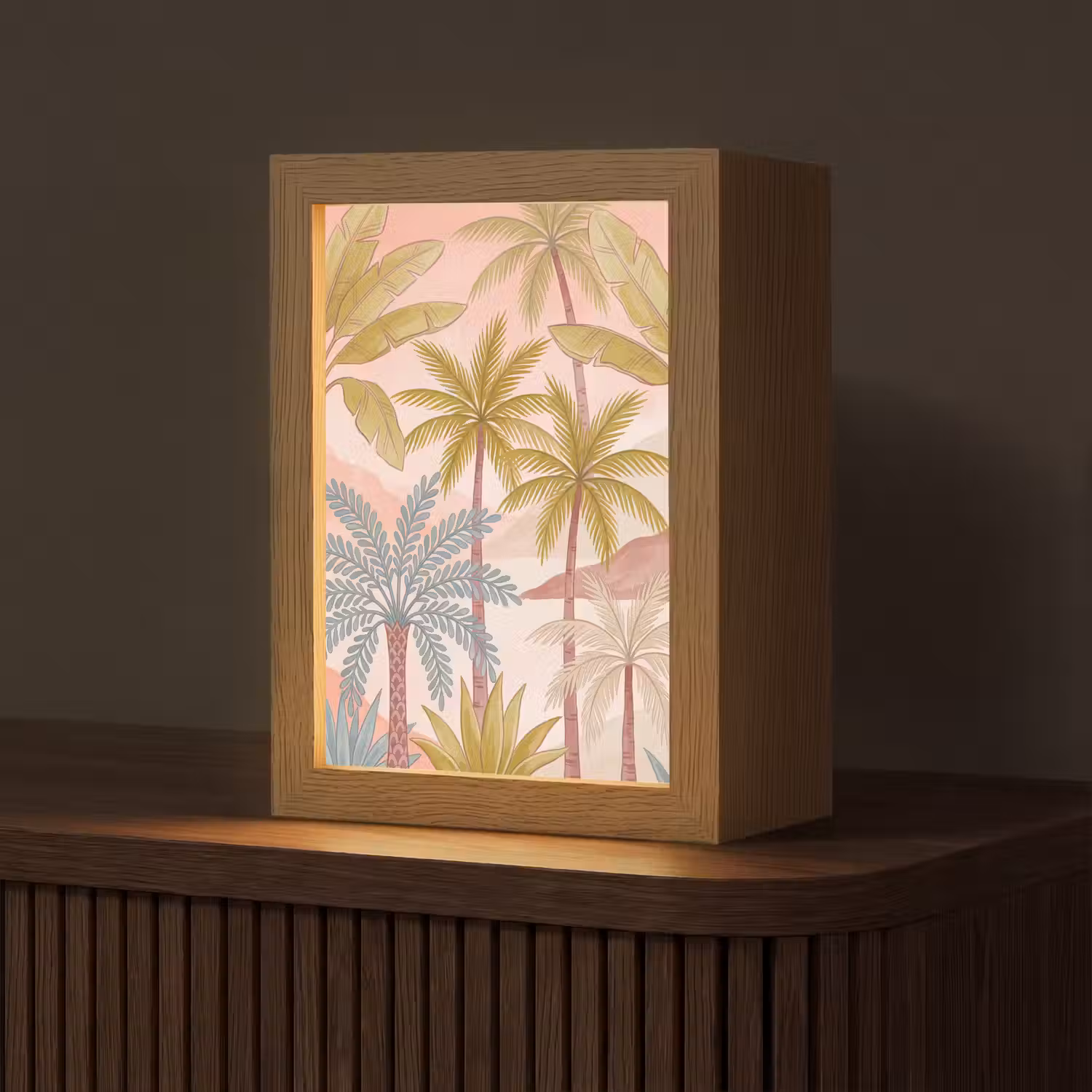 Illustratie - Palmbomen - Kleurrijk Light Box met kabel (Tafellamp) klein -z3d_website