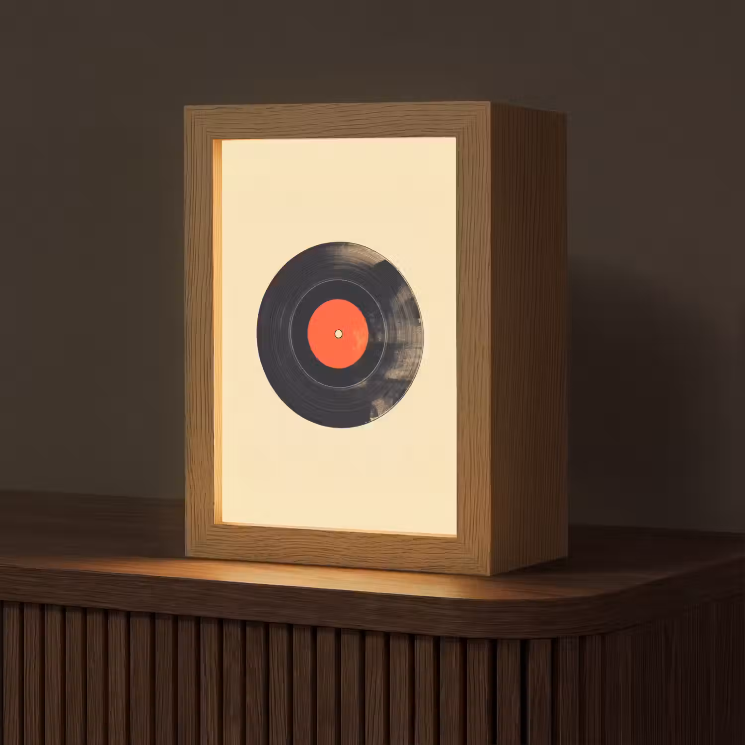Illustratie - Vinylplaat - Beige - Vintage Light Box met kabel (Tafellamp) klein -z3d_website
