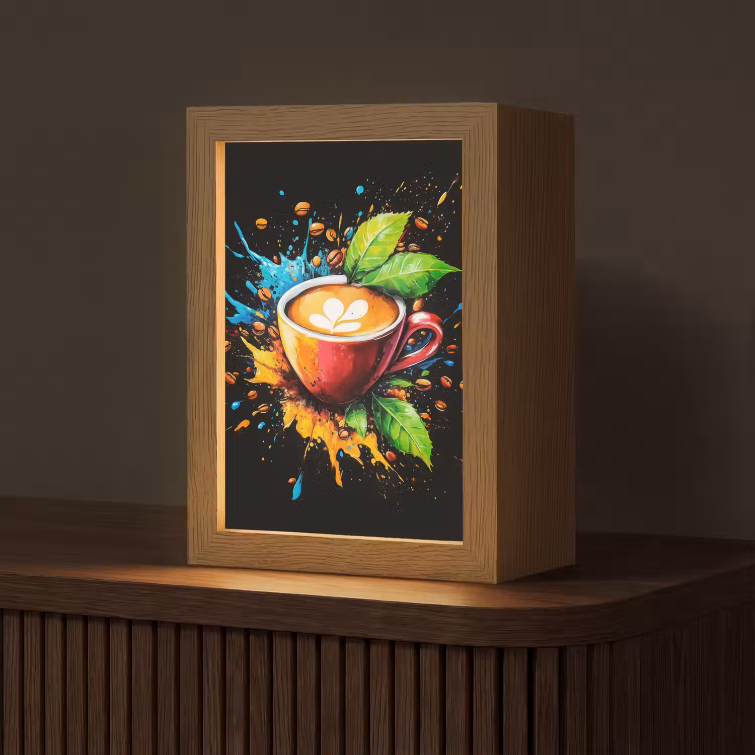 Koffie - Graffiti - Drinken - Abstract Light Box met kabel (Tafellamp) klein -z3d_website