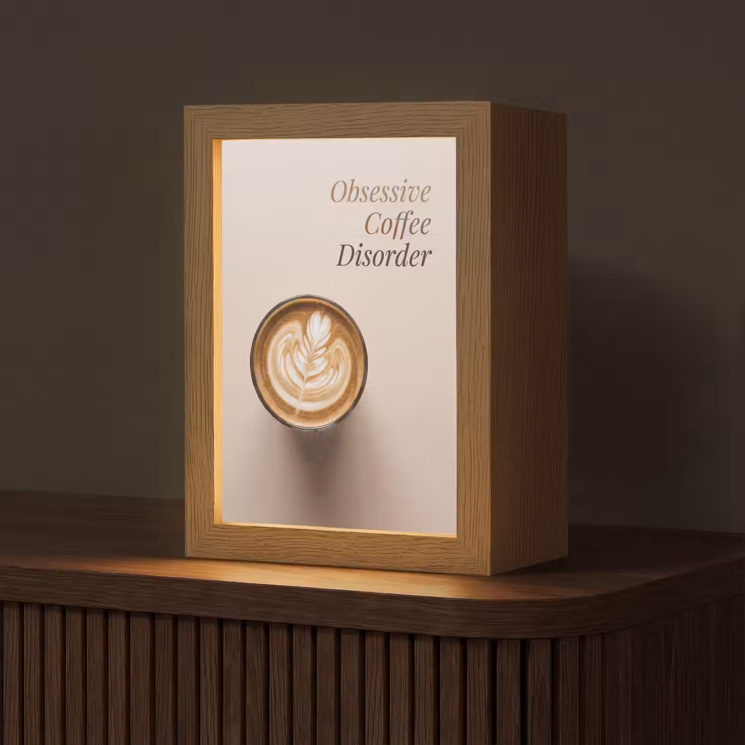 Koffie - Obessive Coffee Disorder - Beige Light Box met kabel (Tafellamp) klein -z3d_website