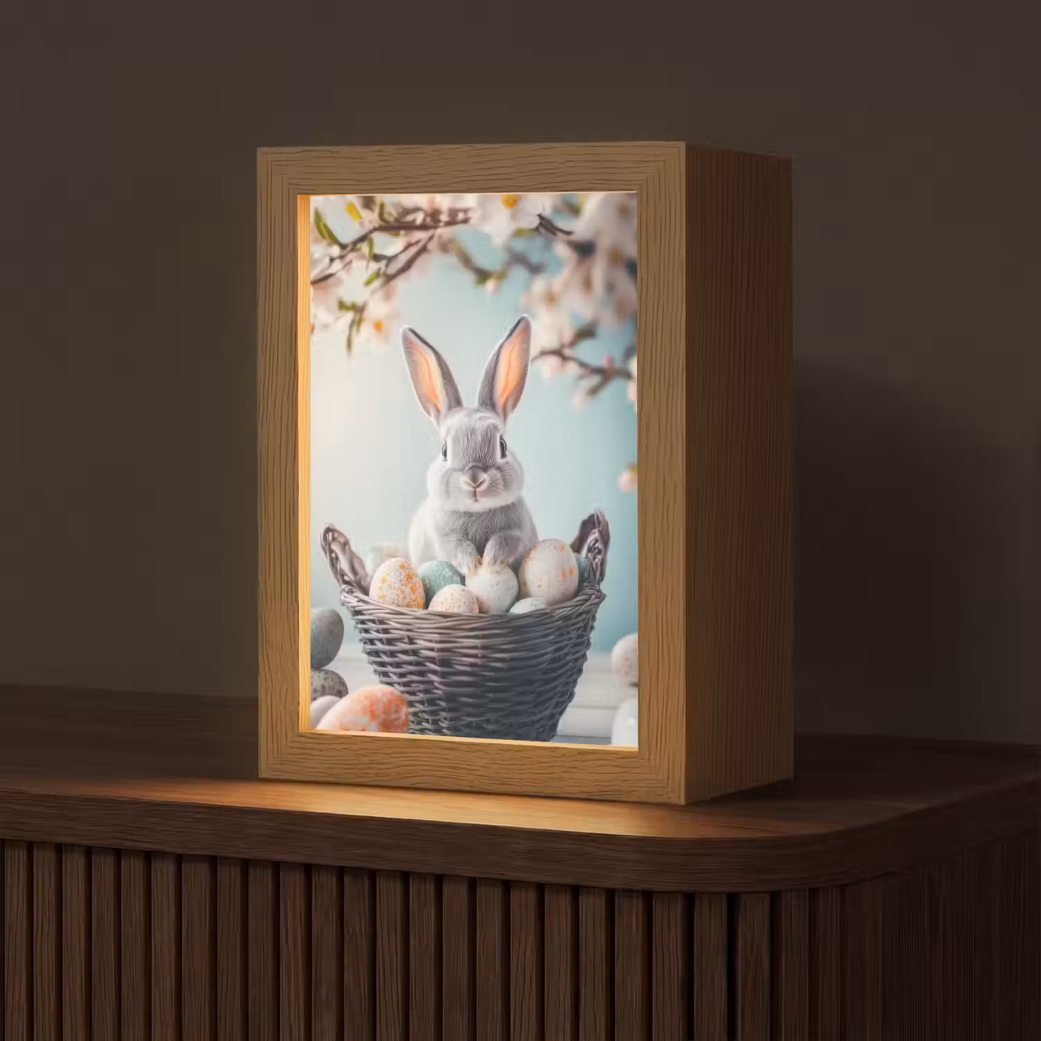 Konijn - Eieren - Mand Light Box met kabel (Tafellamp) klein -z3d_website