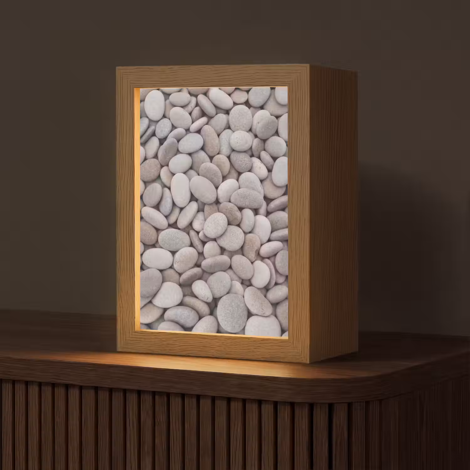 Kiezels - Stenen - Grijs Light Box met kabel (Tafellamp) klein -z3d_website
