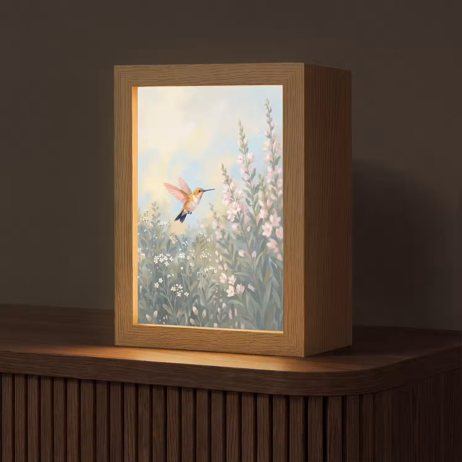 Kolibrie - Illustratie - Kleurrijk Light Box met kabel (Tafellamp) klein -z3d_website