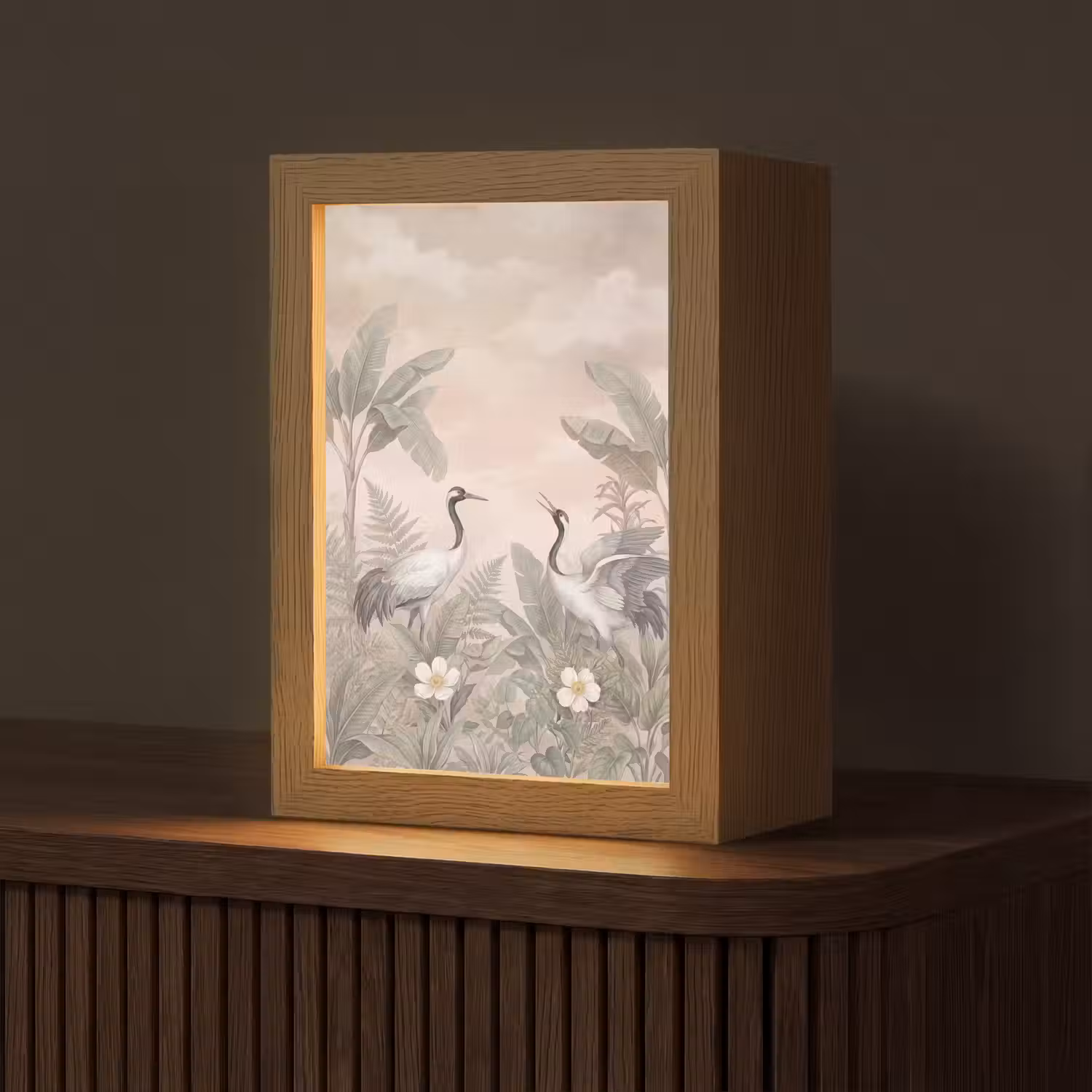 Kraanvogels - Natuur - Roze Light Box met kabel (Tafellamp) klein -z3d_website