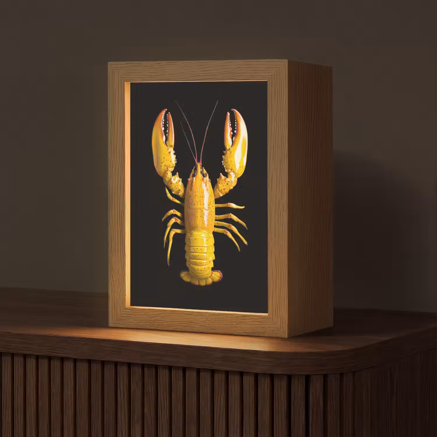 Kreeft - Geel - Stippen - Effen Light Box met kabel (Tafellamp) klein -z3d_website