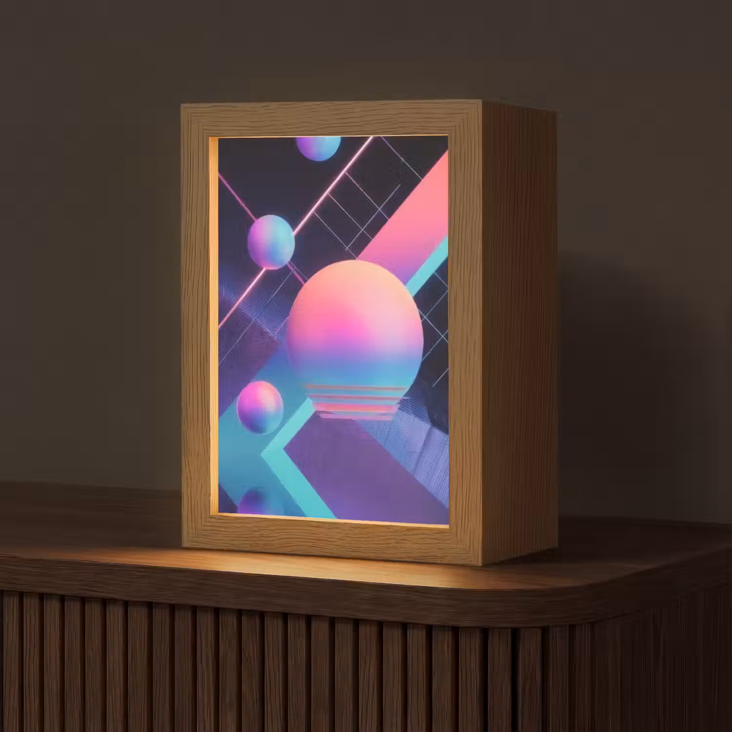 Cirkels - Vlakken - Abstract - Blauw Light Box met kabel (Tafellamp) klein -z3d_website