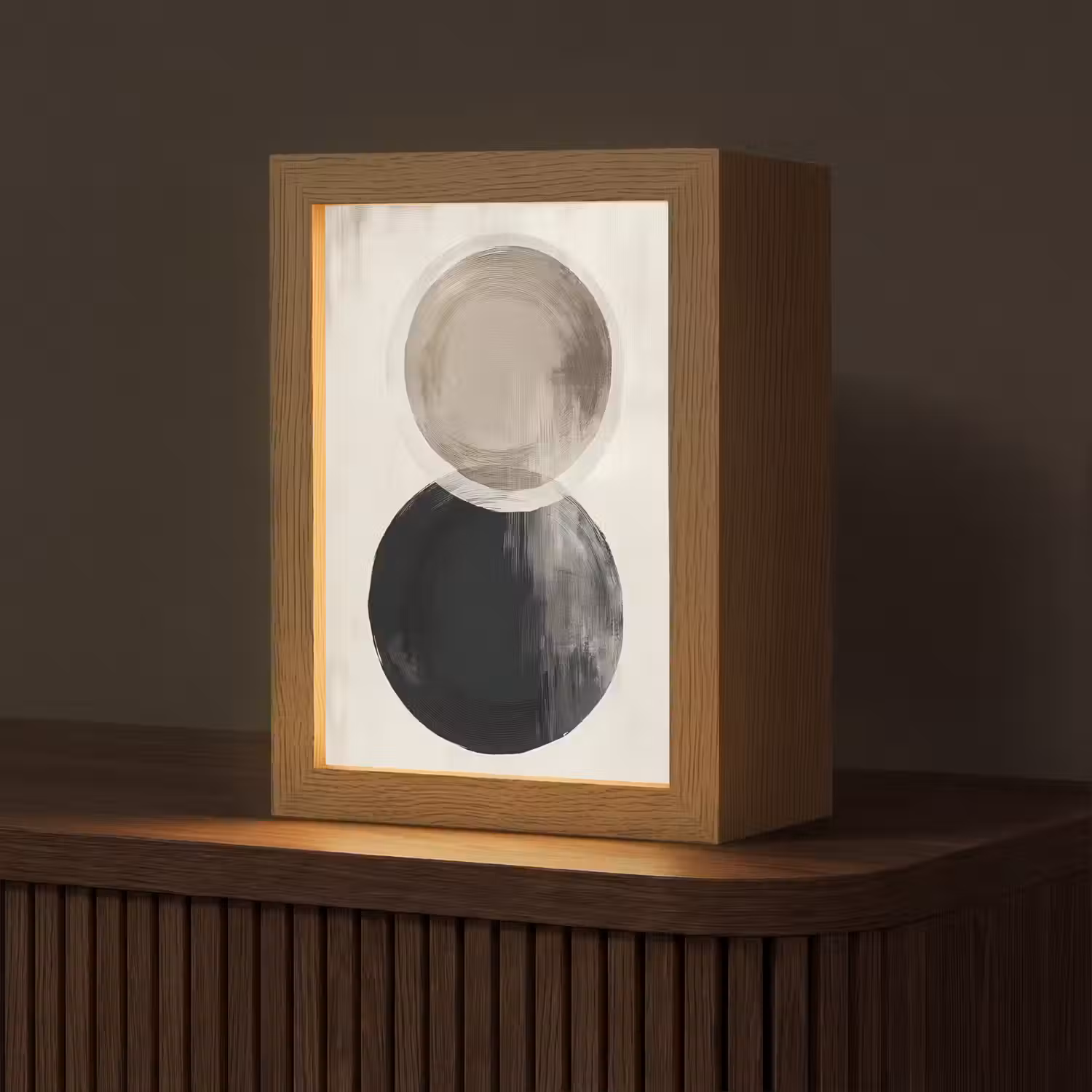 Cirkels - Vorm - Beige - Abstract Light Box met kabel (Tafellamp) klein -z3d_website