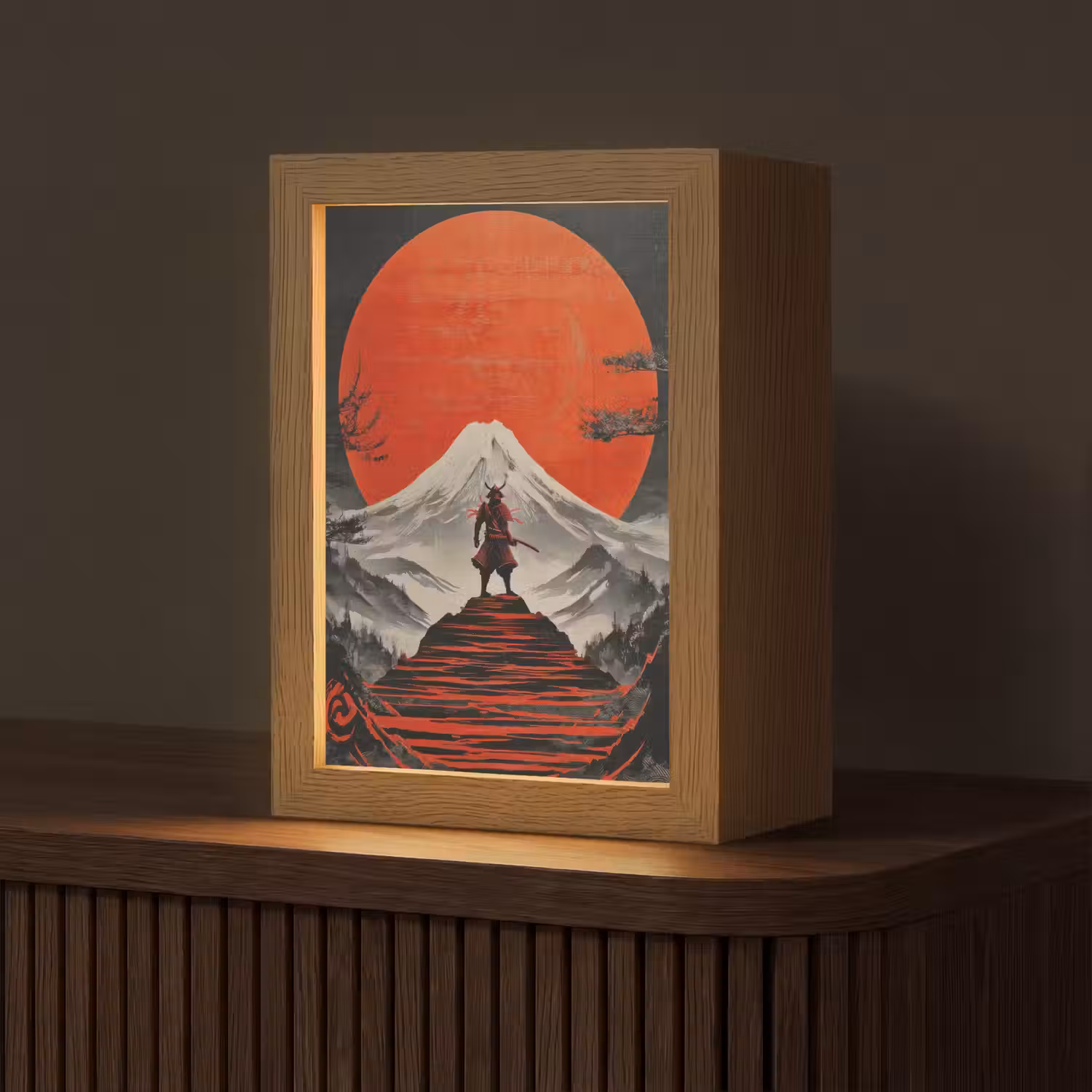 Krijger - Rode trappen - Zon - Berg Light Box met kabel (Tafellamp) klein -z3d_website