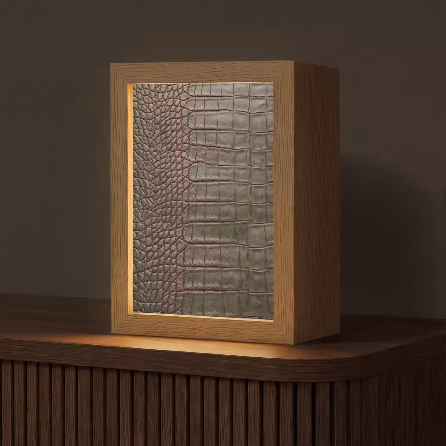 Krokodillenleer - Structuur - Groen Light Box met kabel (Tafellamp) klein -z3d_website