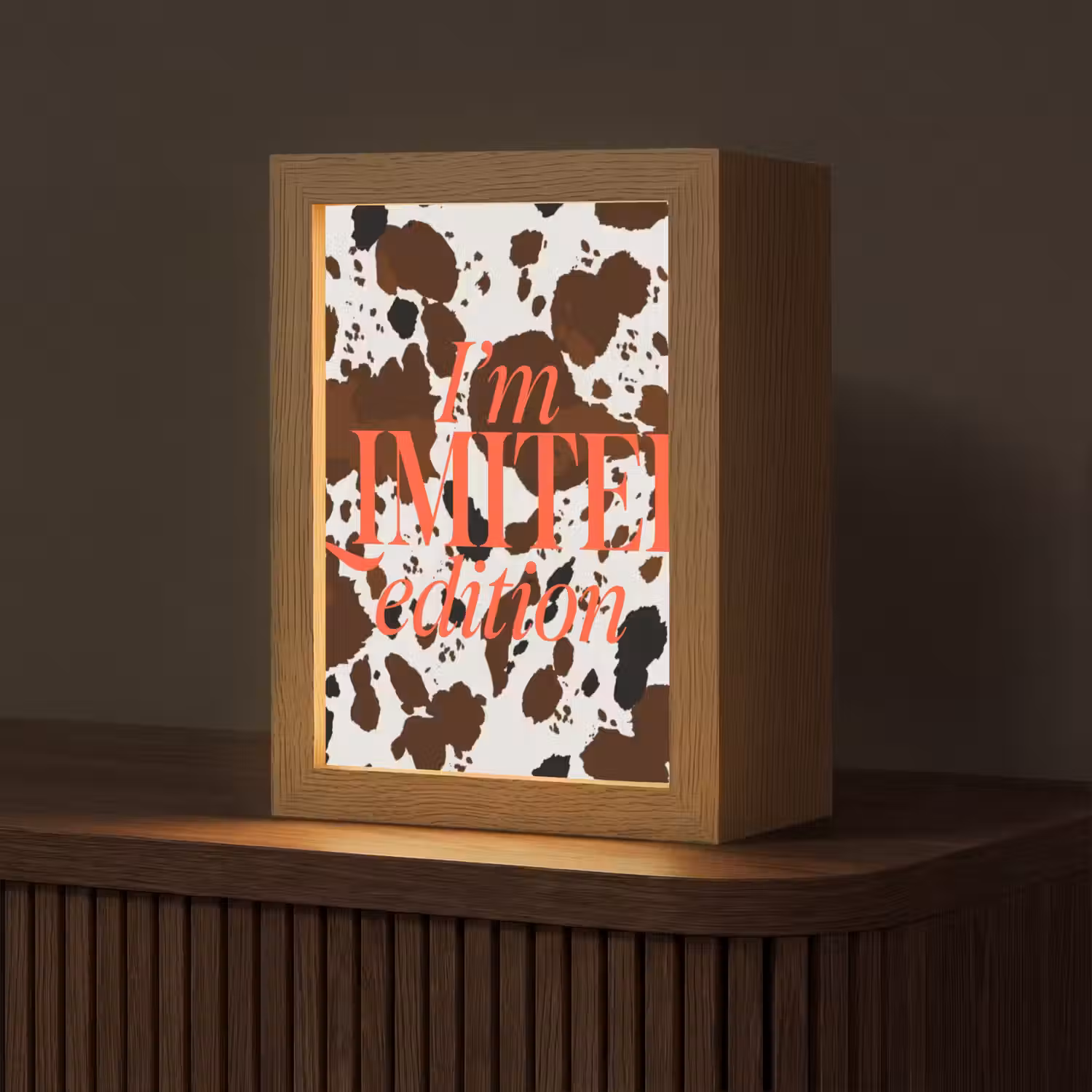 Koeienprint - Limited edition - Rood Light Box met kabel (Tafellamp) klein -z3d_website