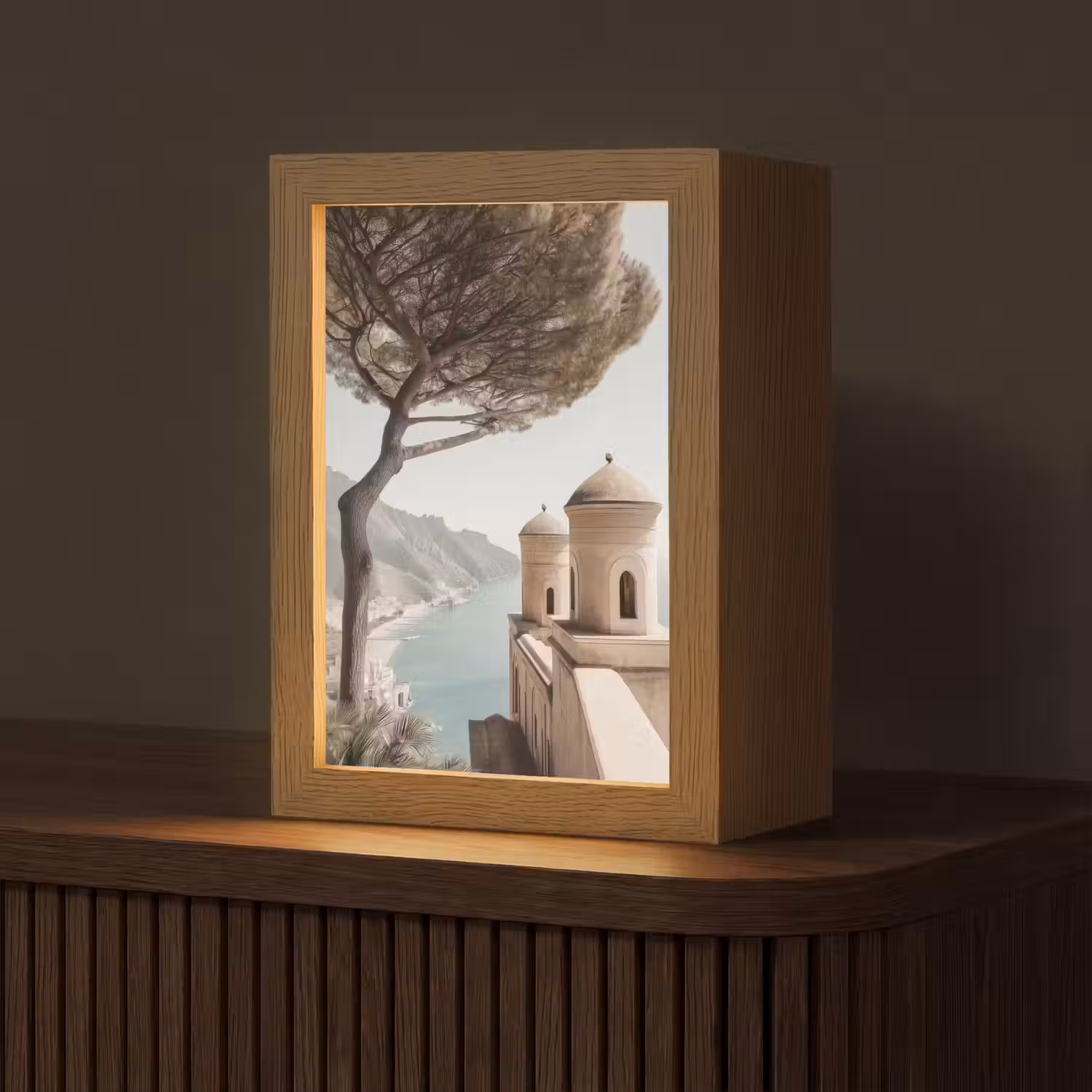 Kust - Klif - Boom - Gebouw Light Box met kabel (Tafellamp) klein -z3d_website