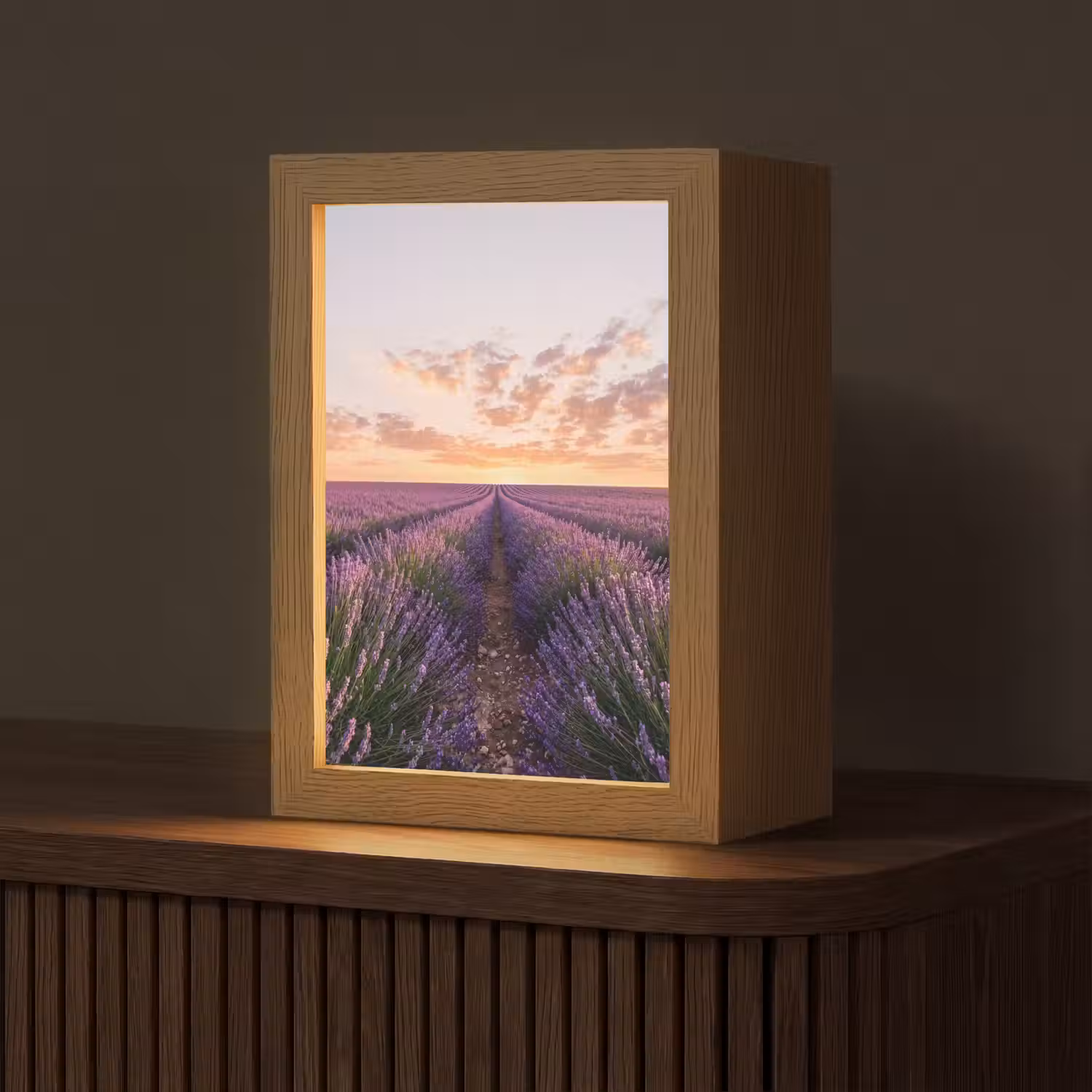Landschap - Lavendelveld - Paars Light Box met kabel (Tafellamp) klein -z3d_website