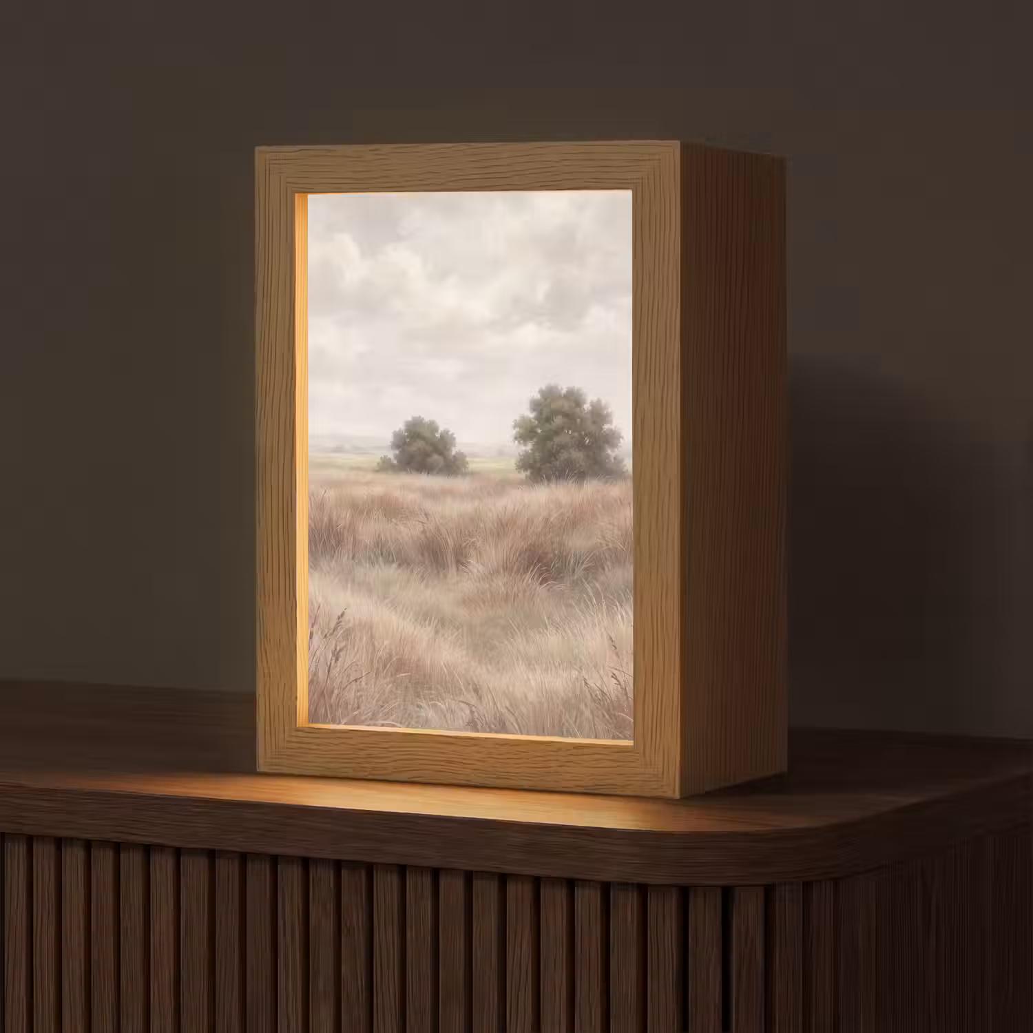 Landschap - Minimalistisch - Beige Light Box met kabel (Tafellamp) klein -z3d_website