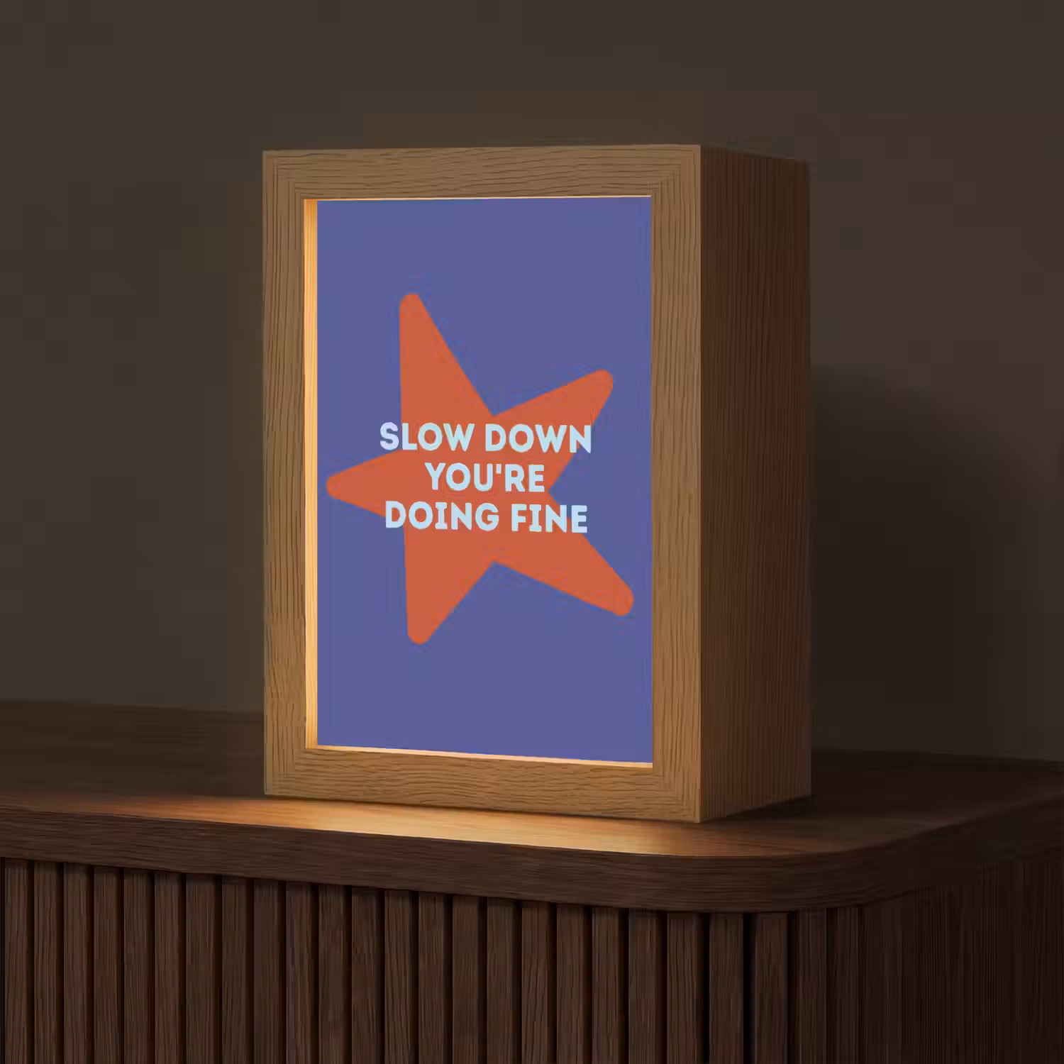 Slow down you're doing fine - Ster - Blauw Light Box met kabel (Tafellamp) klein -z3d_website